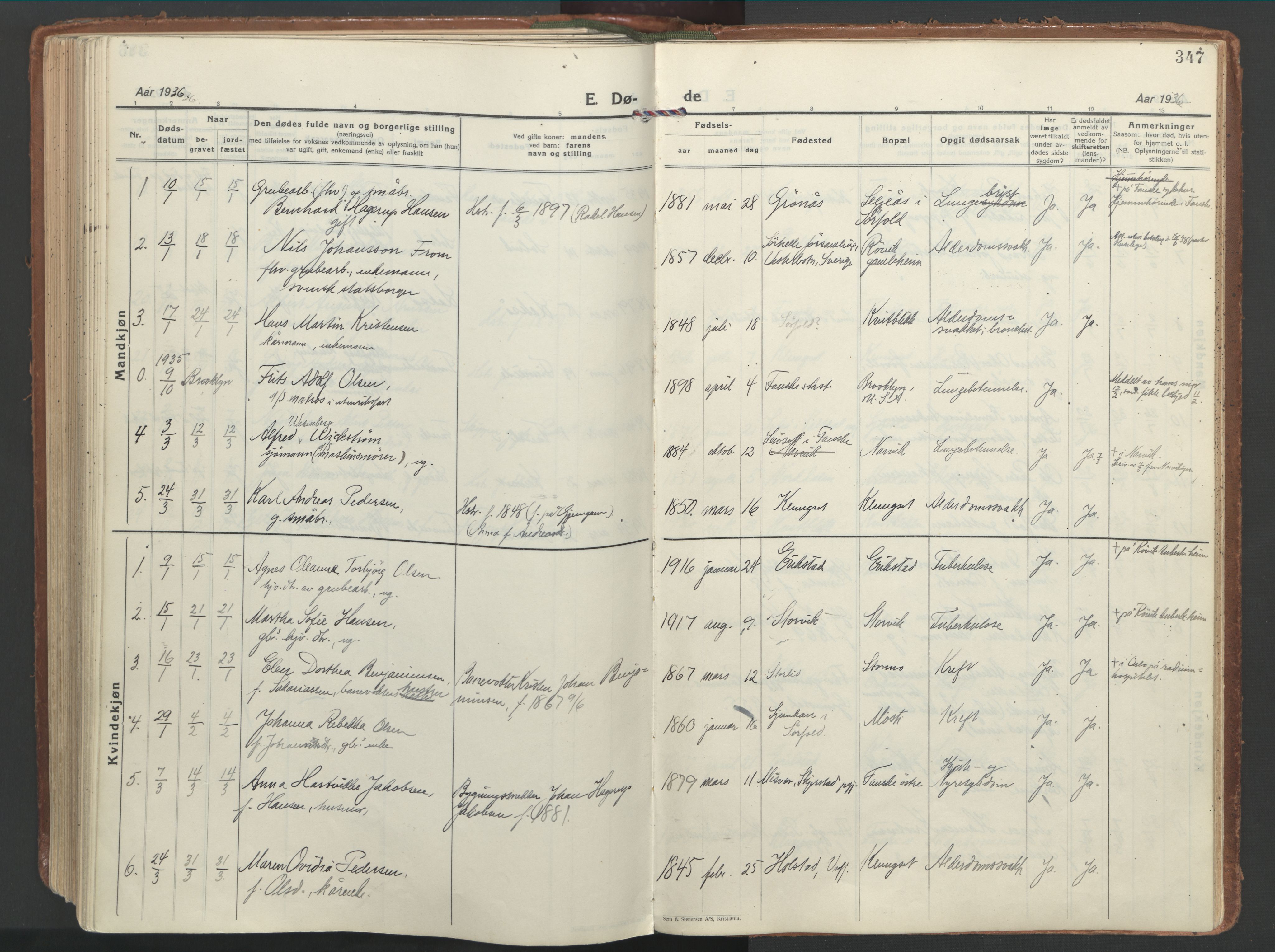 Ministerialprotokoller, klokkerbøker og fødselsregistre - Nordland, AV/SAT-A-1459/849/L0699: Parish register (official) no. 849A10, 1924-1937, p. 347