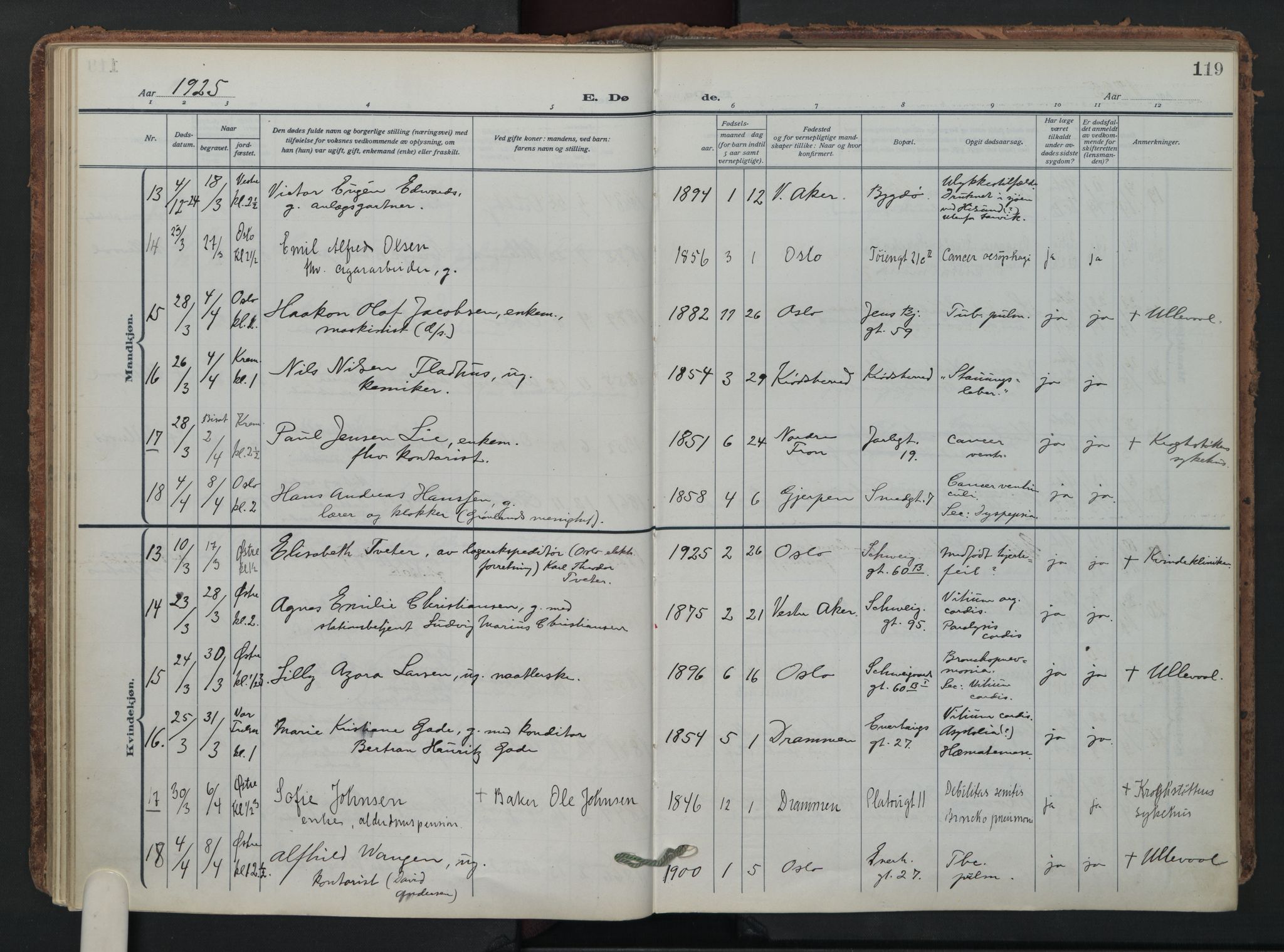 Grønland prestekontor Kirkebøker, SAO/A-10848/F/Fa/L0019: Parish register (official) no. 19, 1918-1938, p. 119