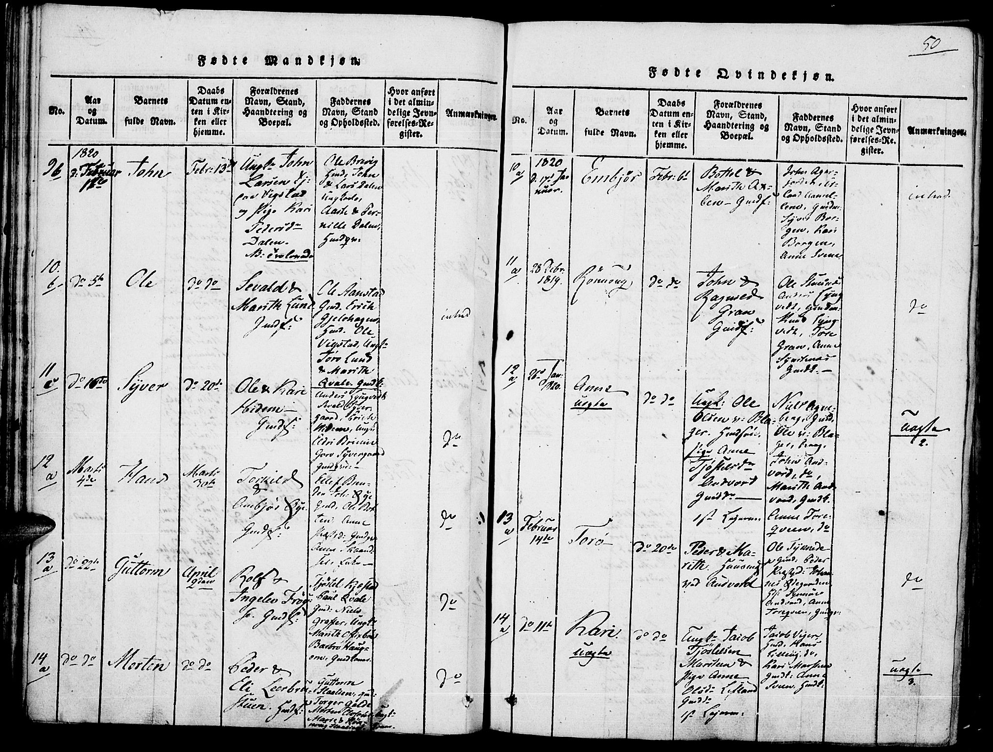 Lom prestekontor, AV/SAH-PREST-070/K/L0004: Parish register (official) no. 4, 1815-1825, p. 50