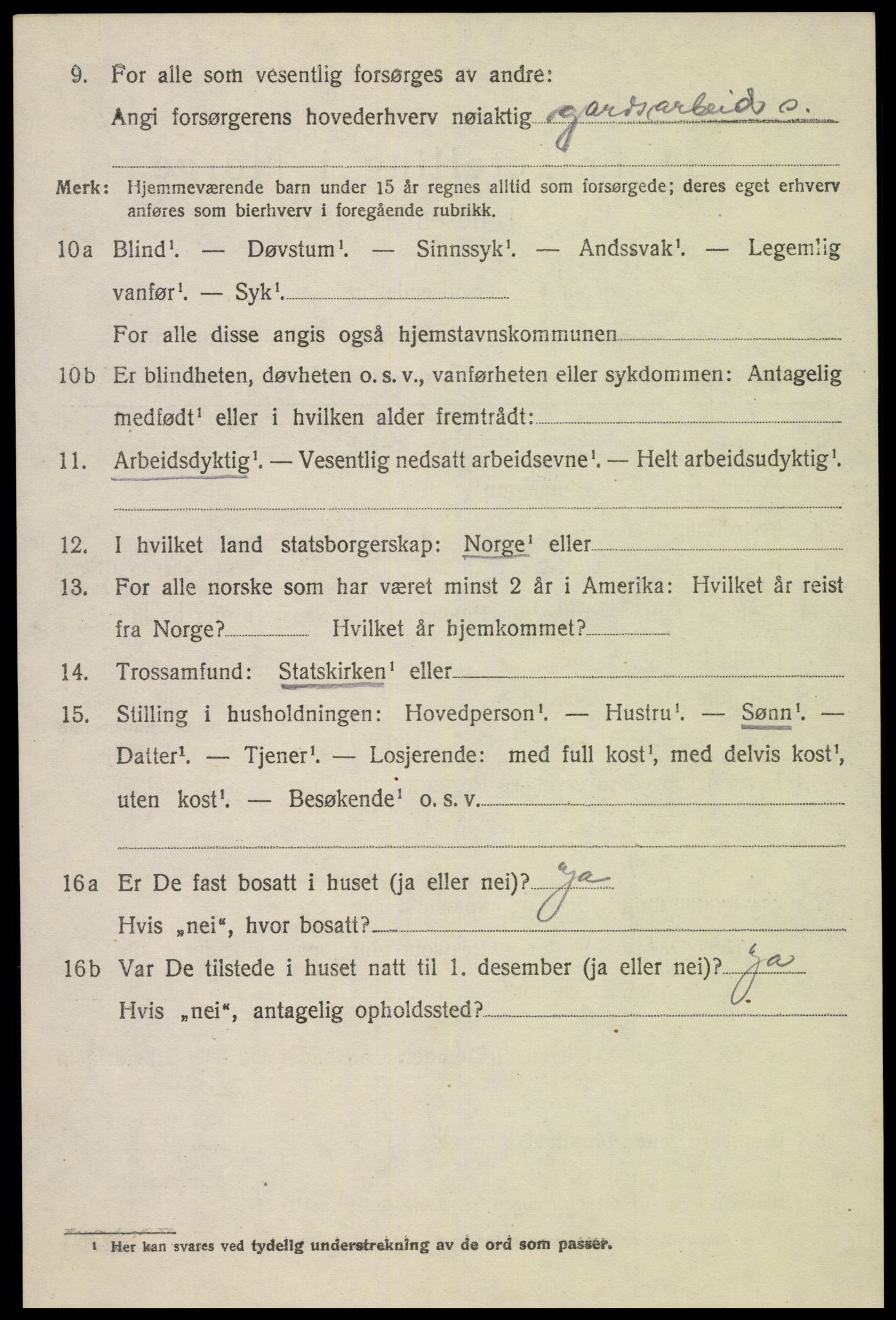 SAK, 1920 census for Gyland, 1920, p. 1327