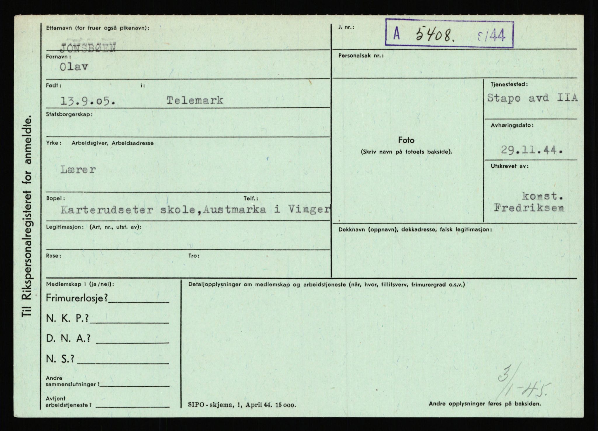 Statspolitiet - Hovedkontoret / Osloavdelingen, AV/RA-S-1329/C/Ca/L0008: Johan(nes)sen - Knoph, 1943-1945, p. 2432