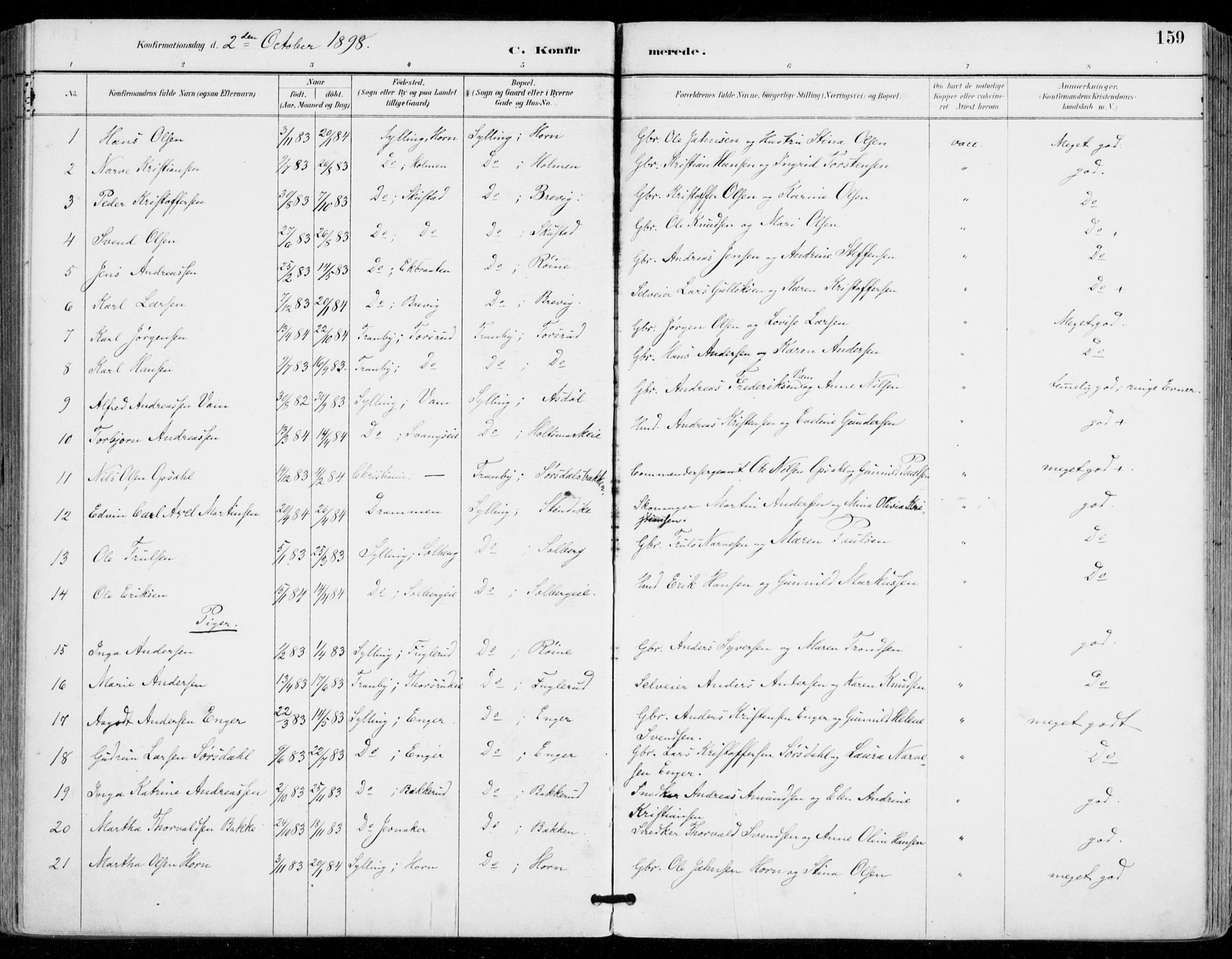 Sylling kirkebøker, AV/SAKO-A-247/F/Fa/L0001: Parish register (official) no. 1, 1883-1910, p. 159