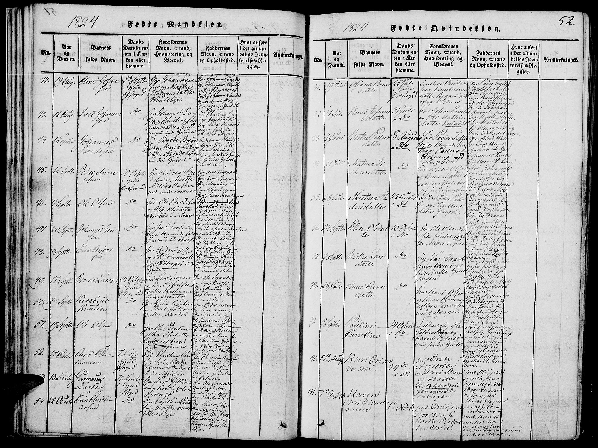 Grue prestekontor, AV/SAH-PREST-036/H/Ha/Hab/L0002: Parish register (copy) no. 2, 1815-1841, p. 52