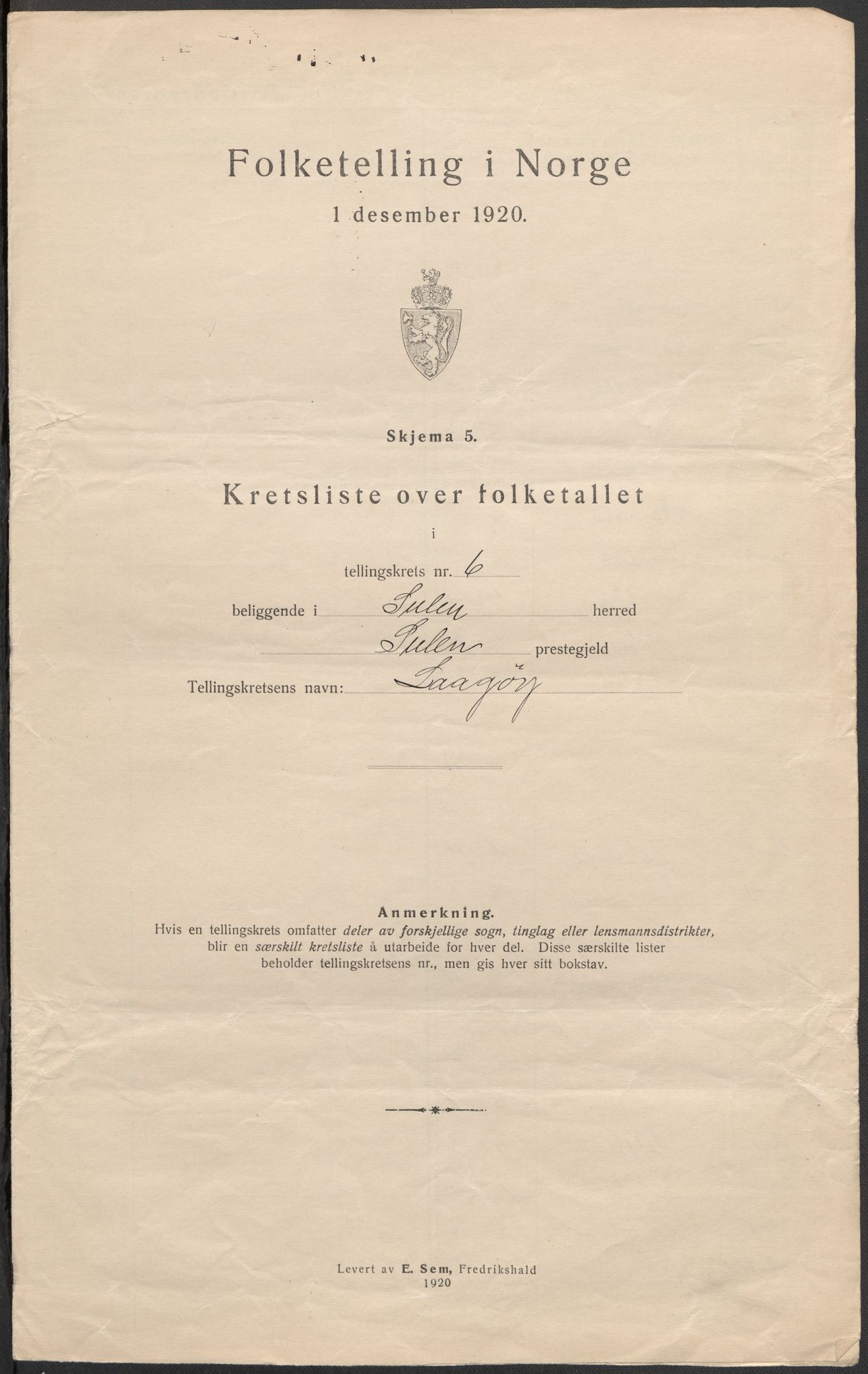 SAB, 1920 census for Solund, 1920, p. 20