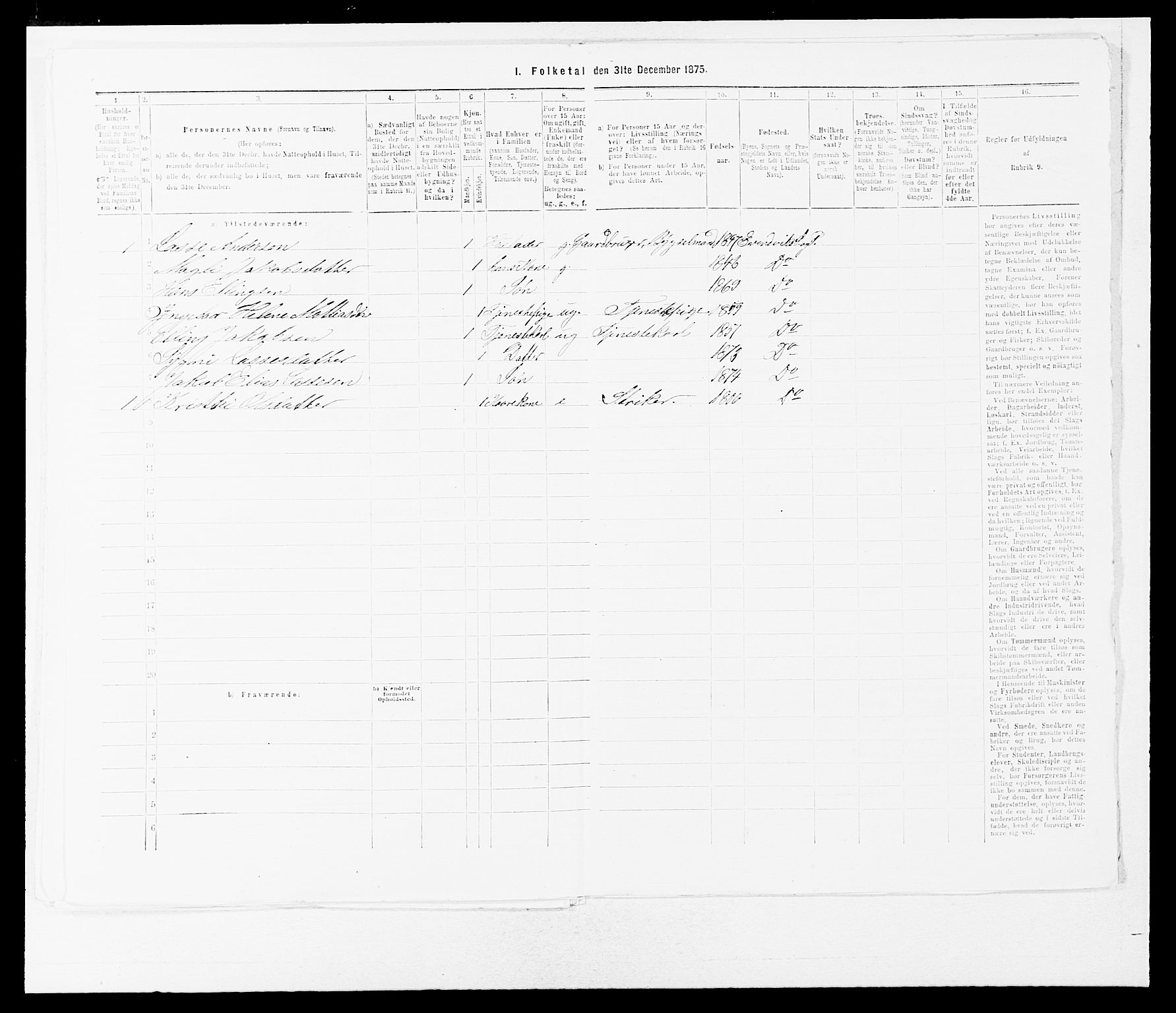 SAB, 1875 census for 1411P Eivindvik, 1875, p. 691