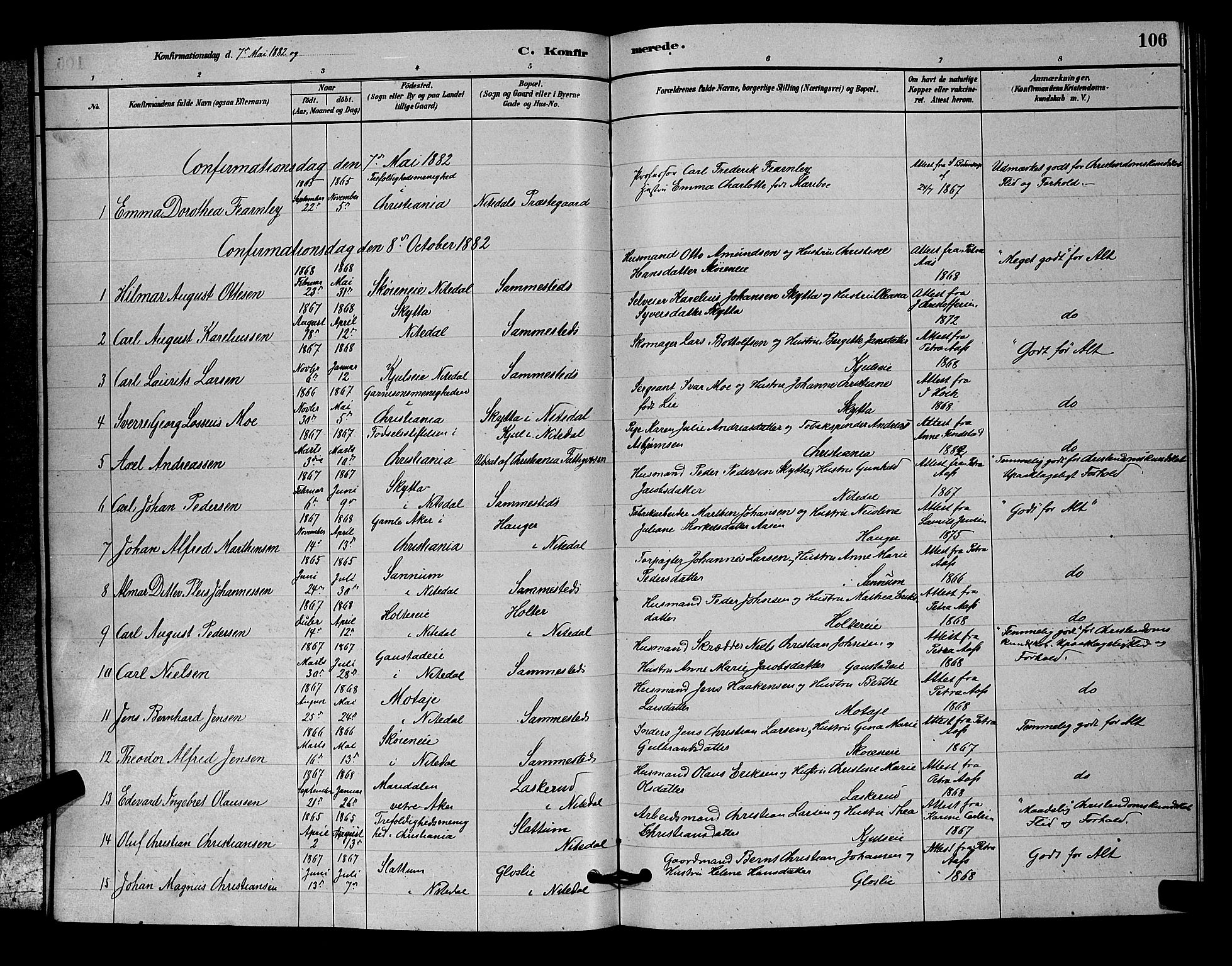 Nittedal prestekontor Kirkebøker, SAO/A-10365a/G/Ga/L0002: Parish register (copy) no. I 2, 1879-1901, p. 106