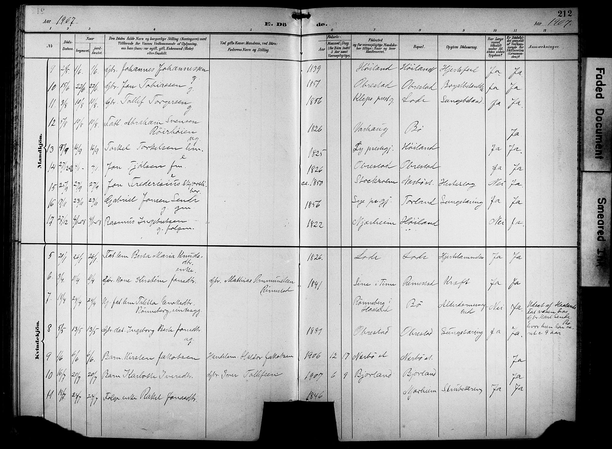 Hå sokneprestkontor, AV/SAST-A-101801/001/30BB/L0005: Parish register (copy) no. B 5, 1894-1912, p. 212