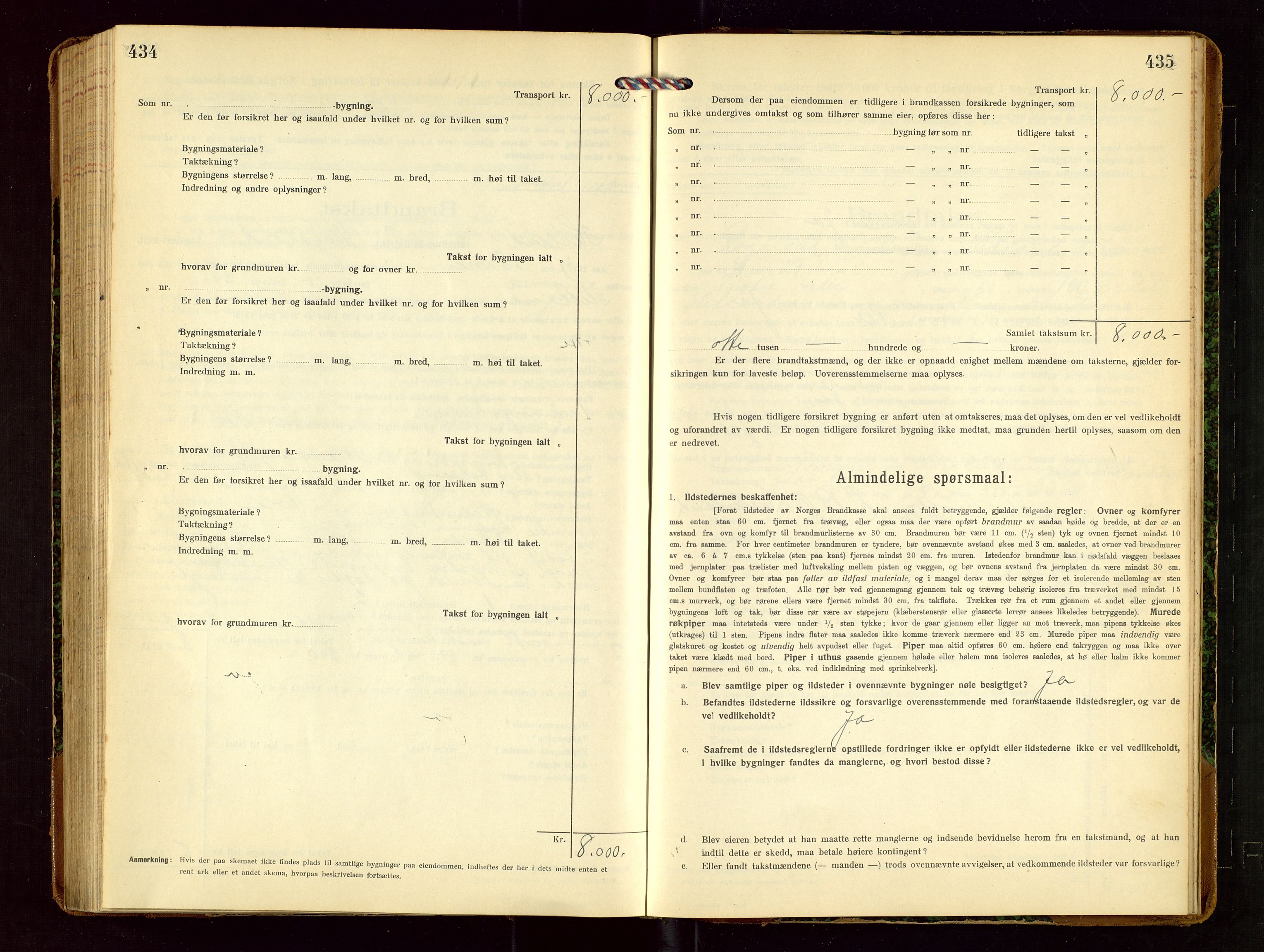 Hetland lensmannskontor, SAST/A-100101/Gob/L0002: "Brandtakstprotokol", 1918-1932, p. 434-435