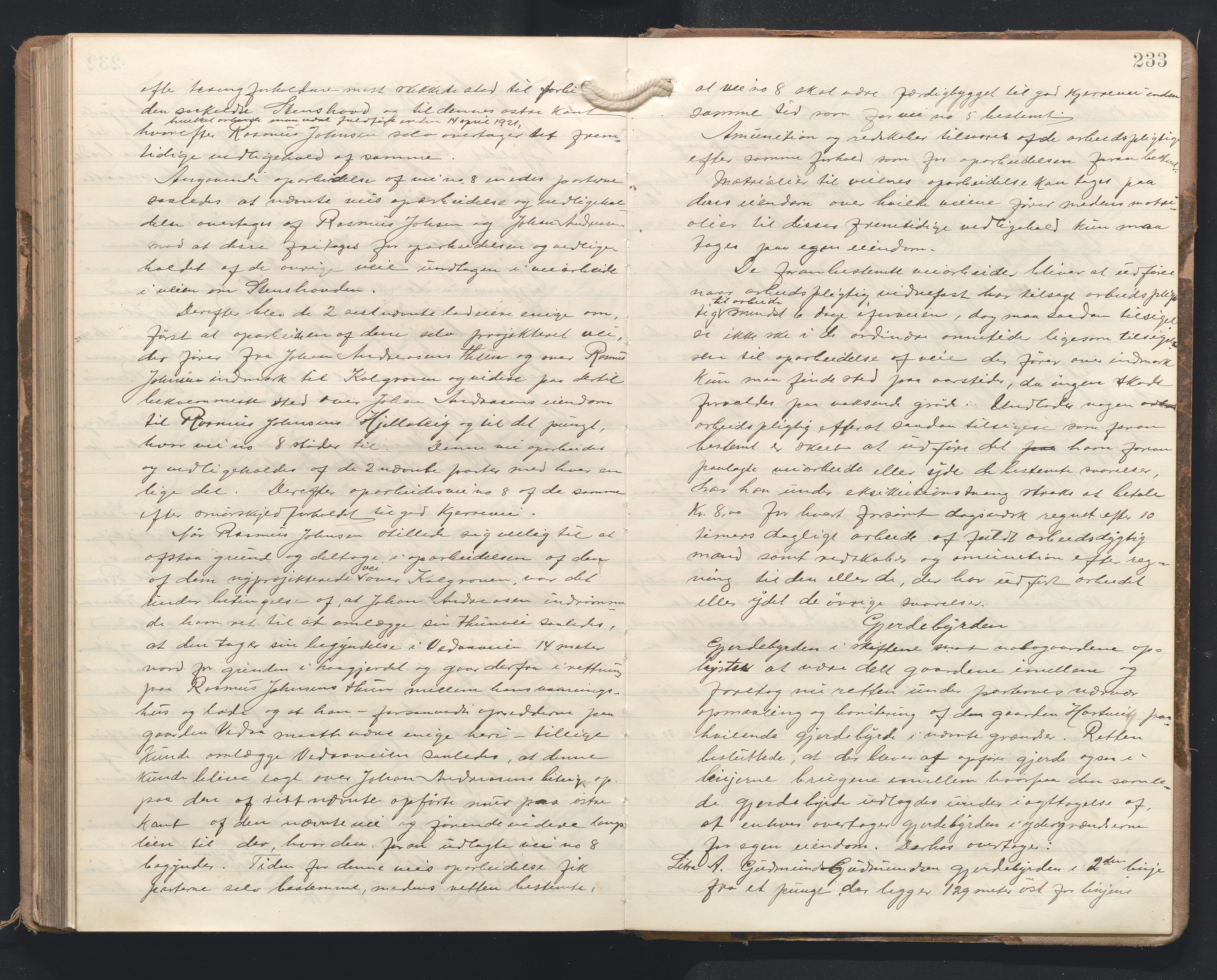 Hordaland jordskiftedøme - I Nordhordland jordskiftedistrikt, AV/SAB-A-6801/A/Aa/L0020: Forhandlingsprotokoll, 1913-1919, p. 232b-233a