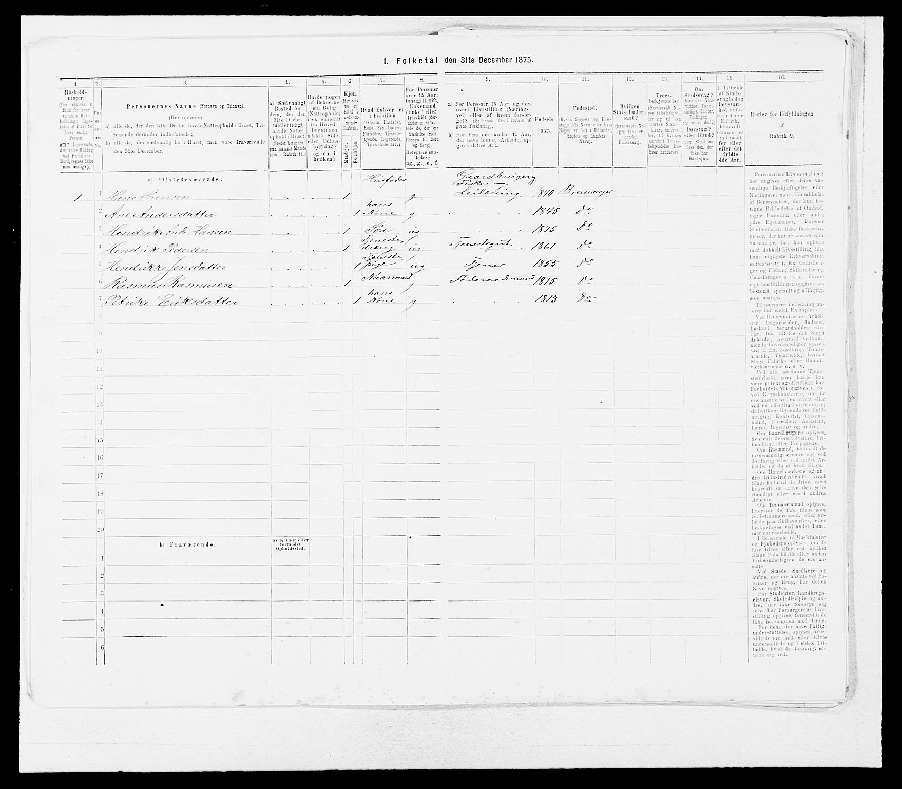 SAB, 1875 Census for 1438P Bremanger, 1875, p. 178