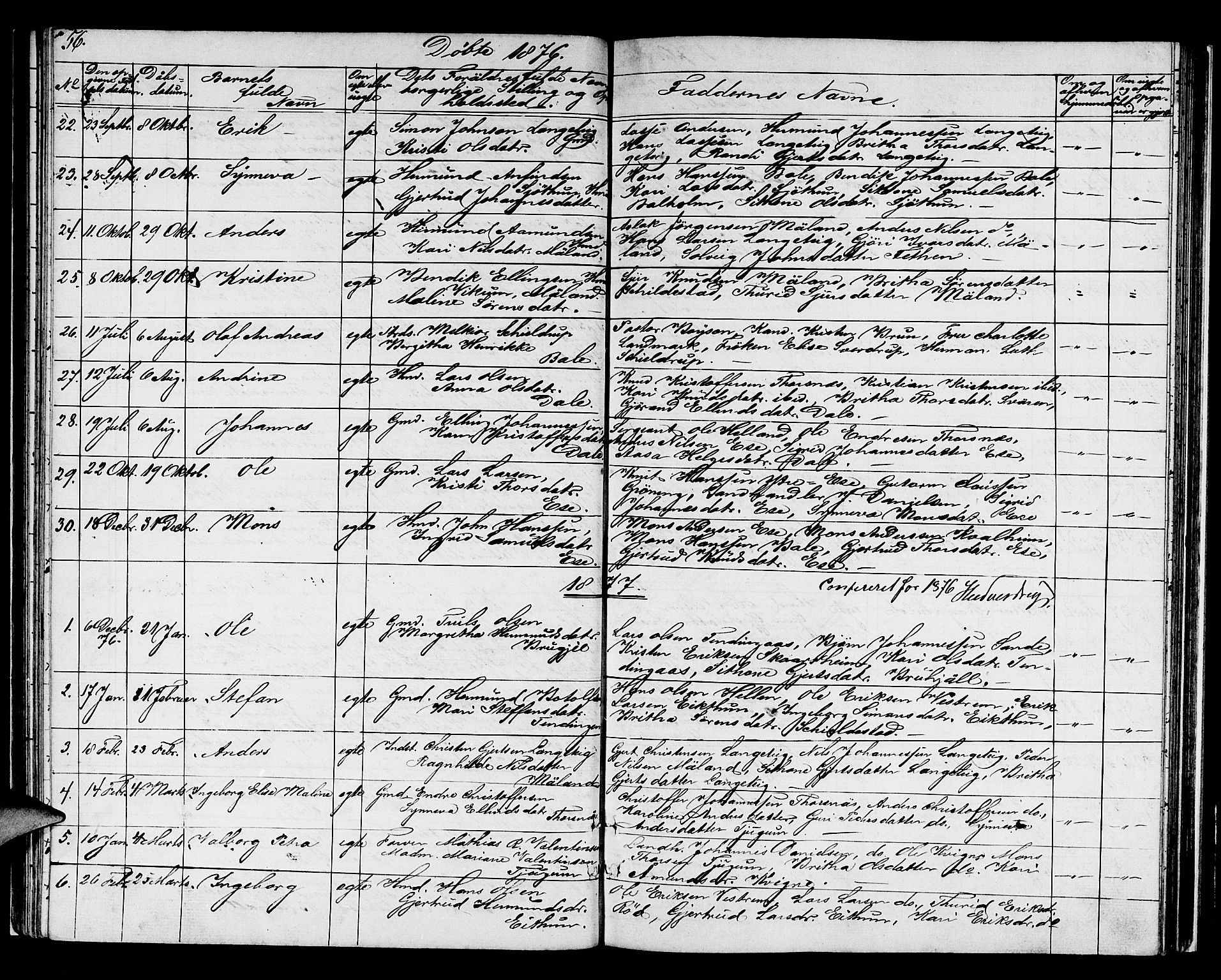 Balestrand sokneprestembete, SAB/A-79601/H/Hab/Haba/L0001: Parish register (copy) no. A 1, 1853-1880, p. 56
