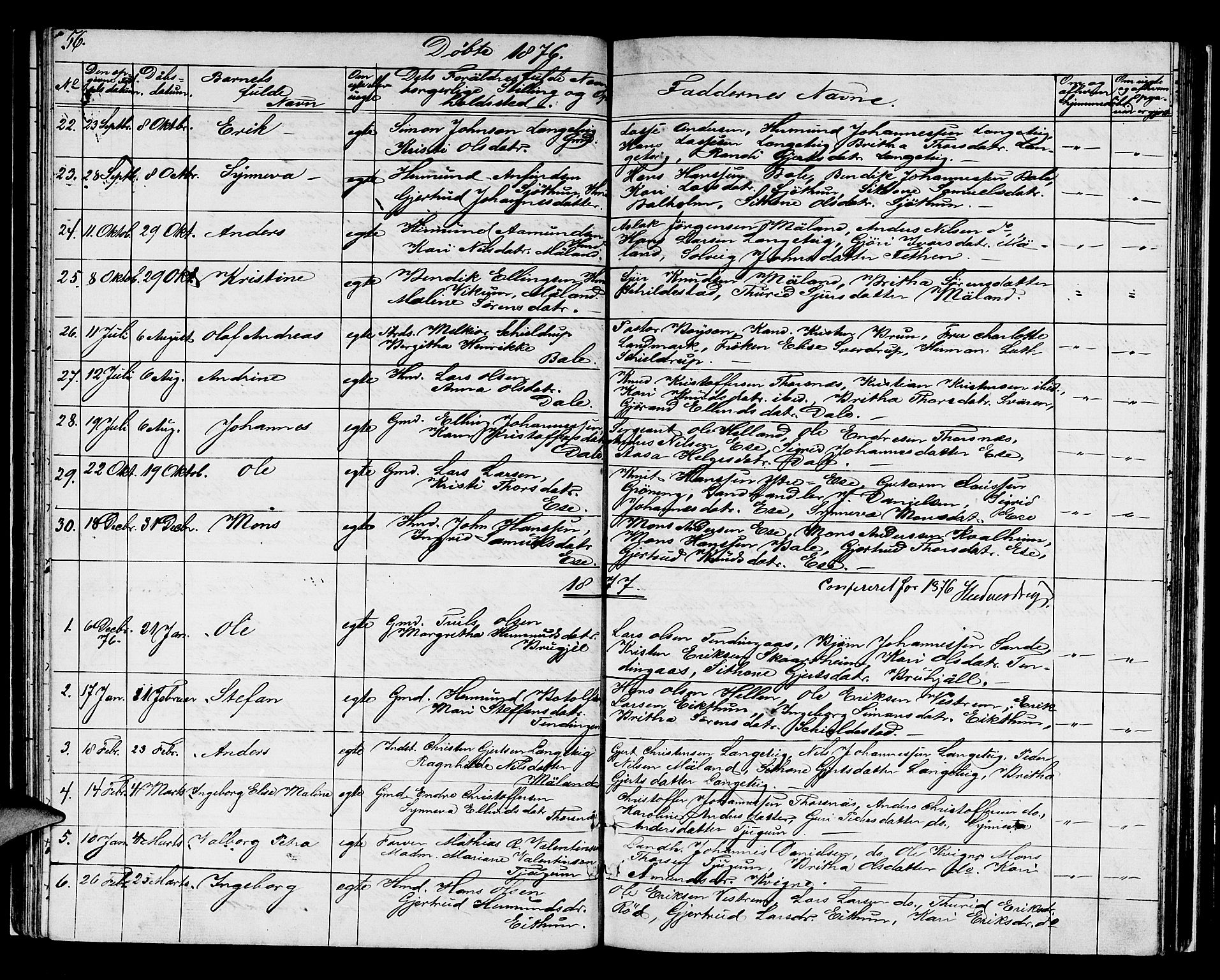 Balestrand sokneprestembete, AV/SAB-A-79601/H/Hab/Haba/L0001: Parish register (copy) no. A 1, 1853-1880, p. 56