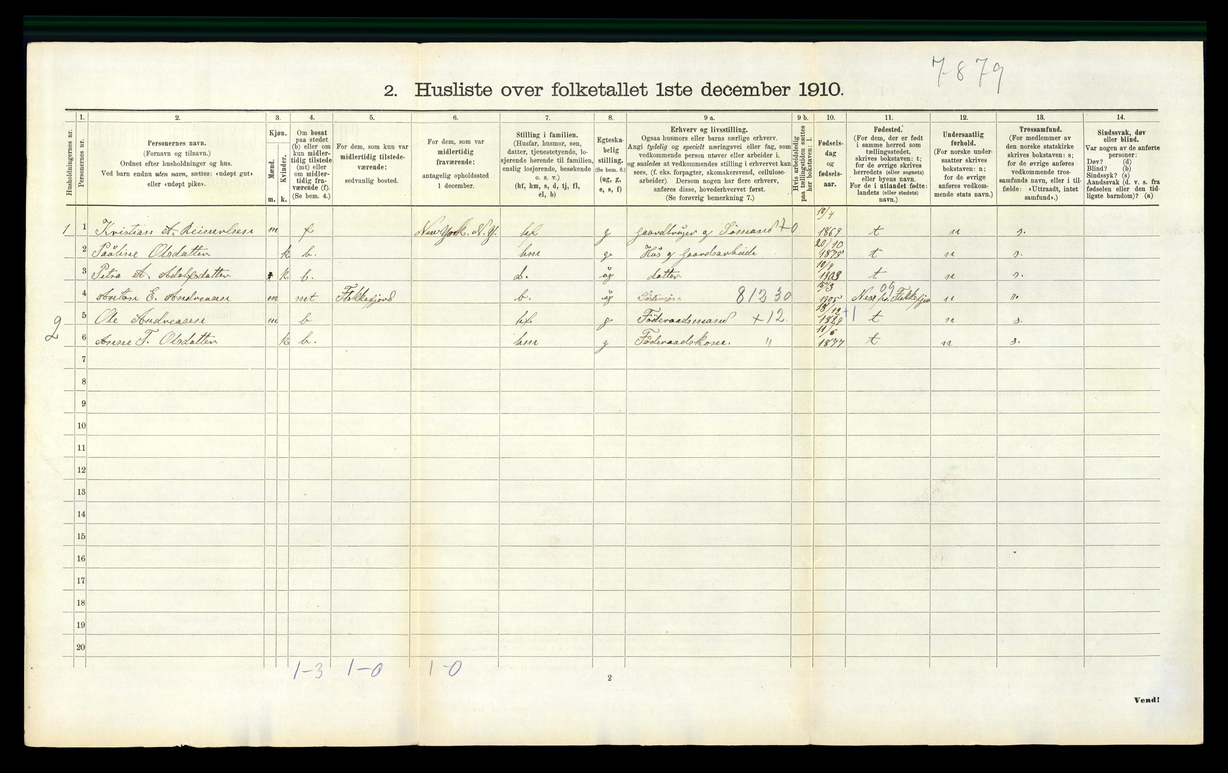 RA, 1910 census for Feda, 1910, p. 34