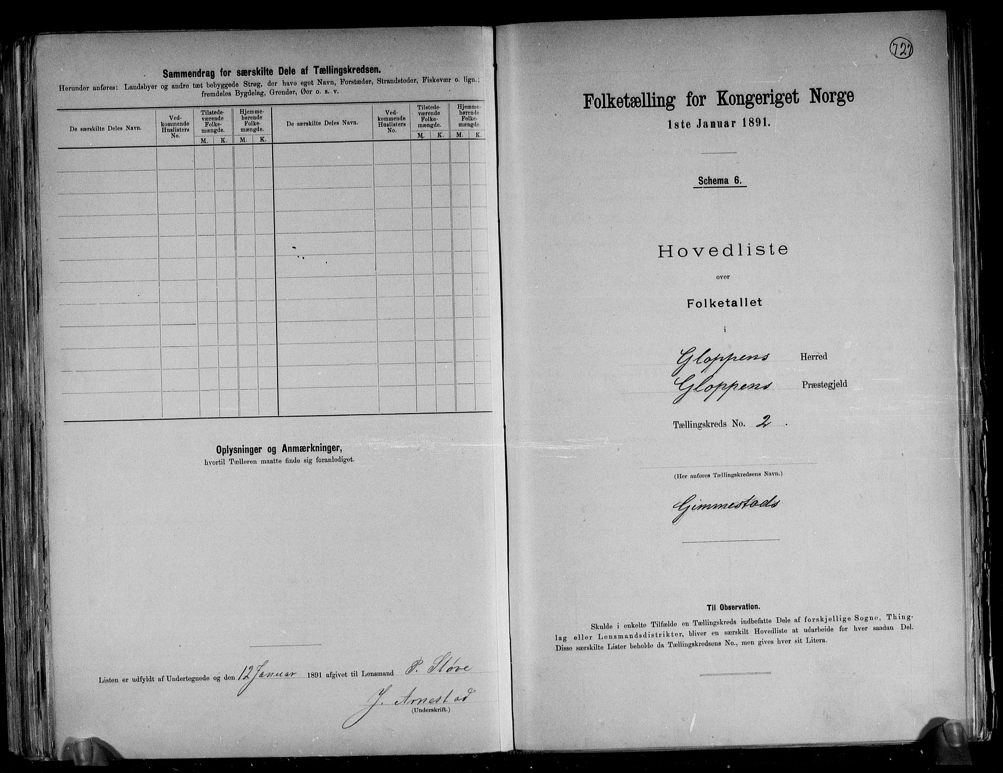 RA, 1891 census for 1445 Gloppen, 1891, p. 9