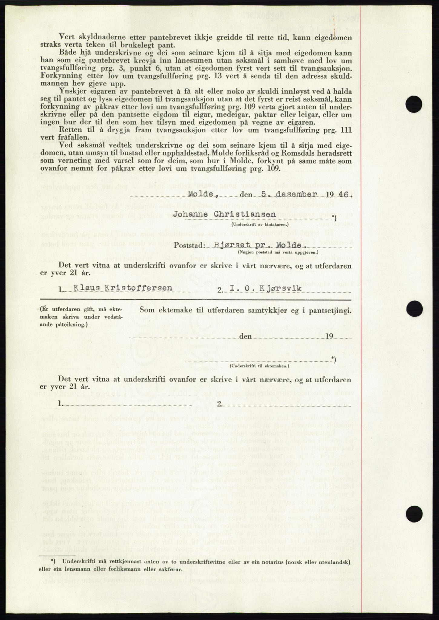 Romsdal sorenskriveri, AV/SAT-A-4149/1/2/2C: Mortgage book no. B3, 1946-1948, Diary no: : 2919/1946