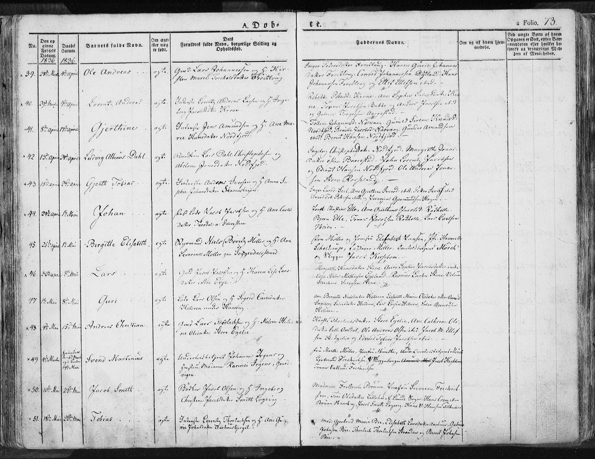 Sokndal sokneprestkontor, AV/SAST-A-101808: Parish register (official) no. A 7.1, 1826-1842, p. 73