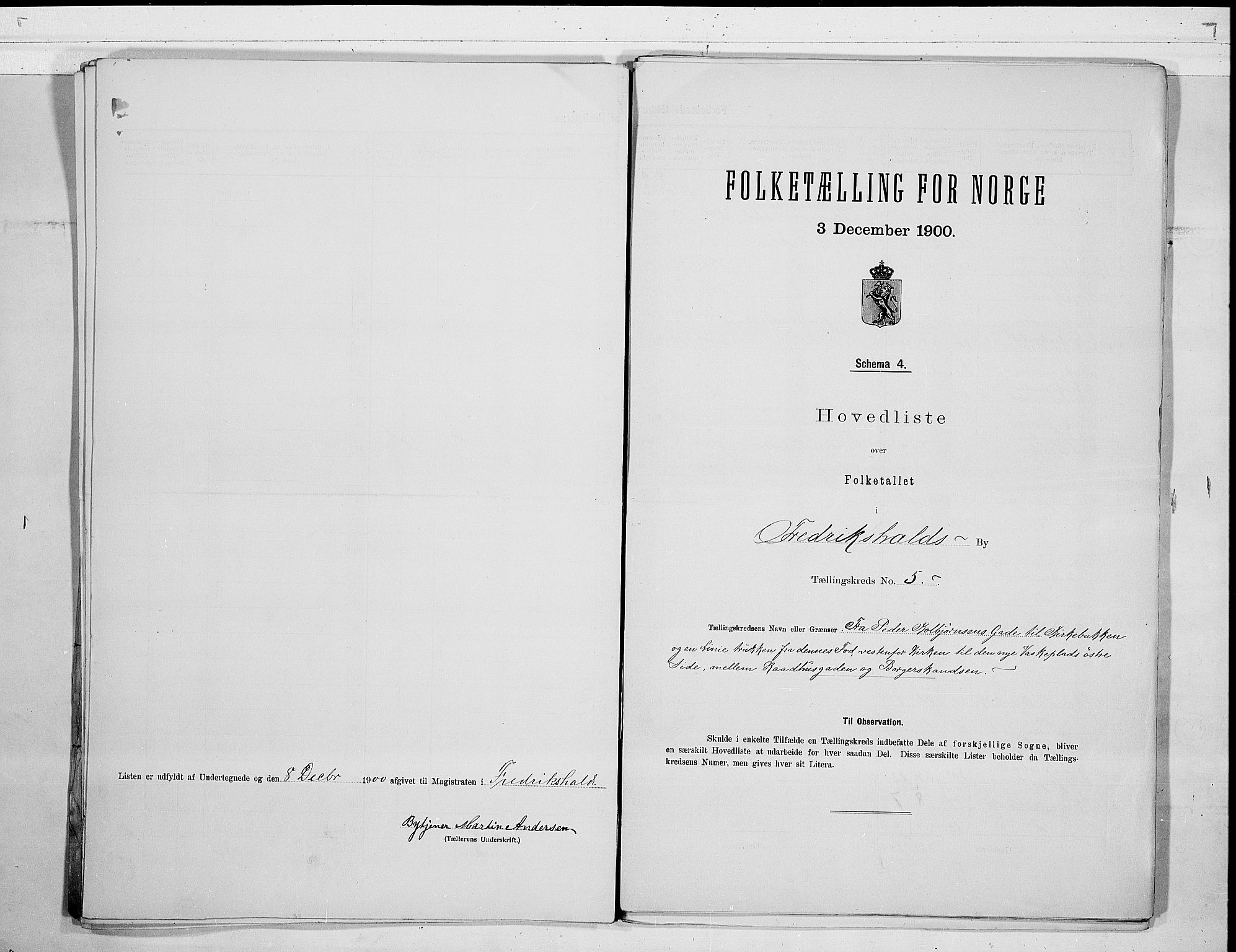 SAO, 1900 census for Fredrikshald, 1900, p. 15