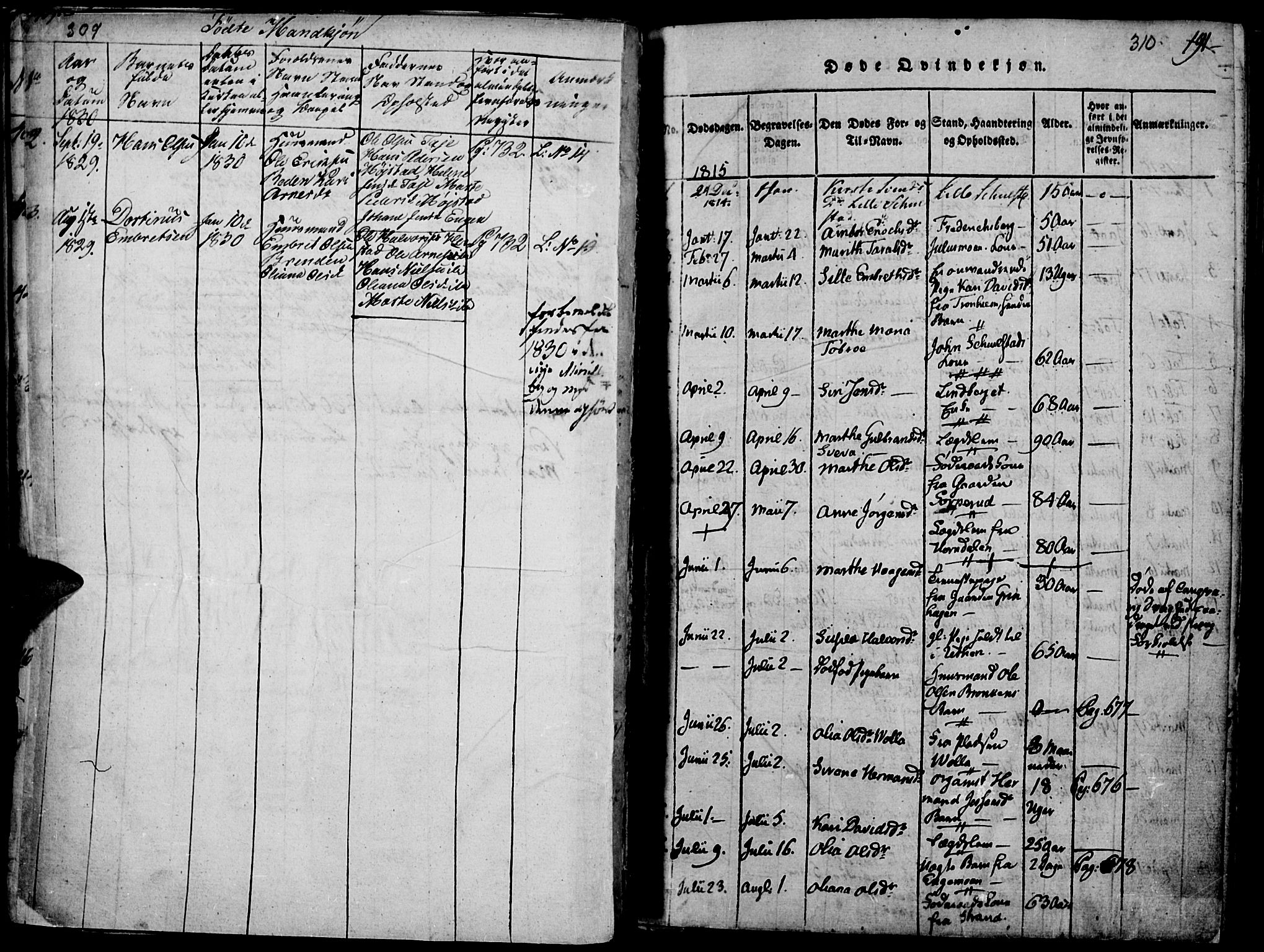 Elverum prestekontor, SAH/PREST-044/H/Ha/Haa/L0007: Parish register (official) no. 7, 1815-1830, p. 309-310