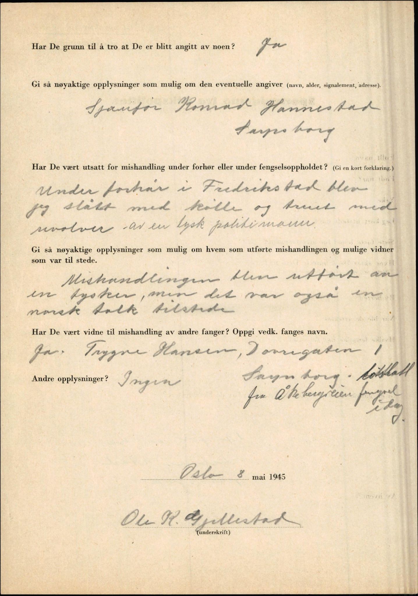 Rikspolitisjefen, AV/RA-S-1560/L/L0005: Gidske, Peder Martin -  Hansell, Georg, 1940-1945, p. 48