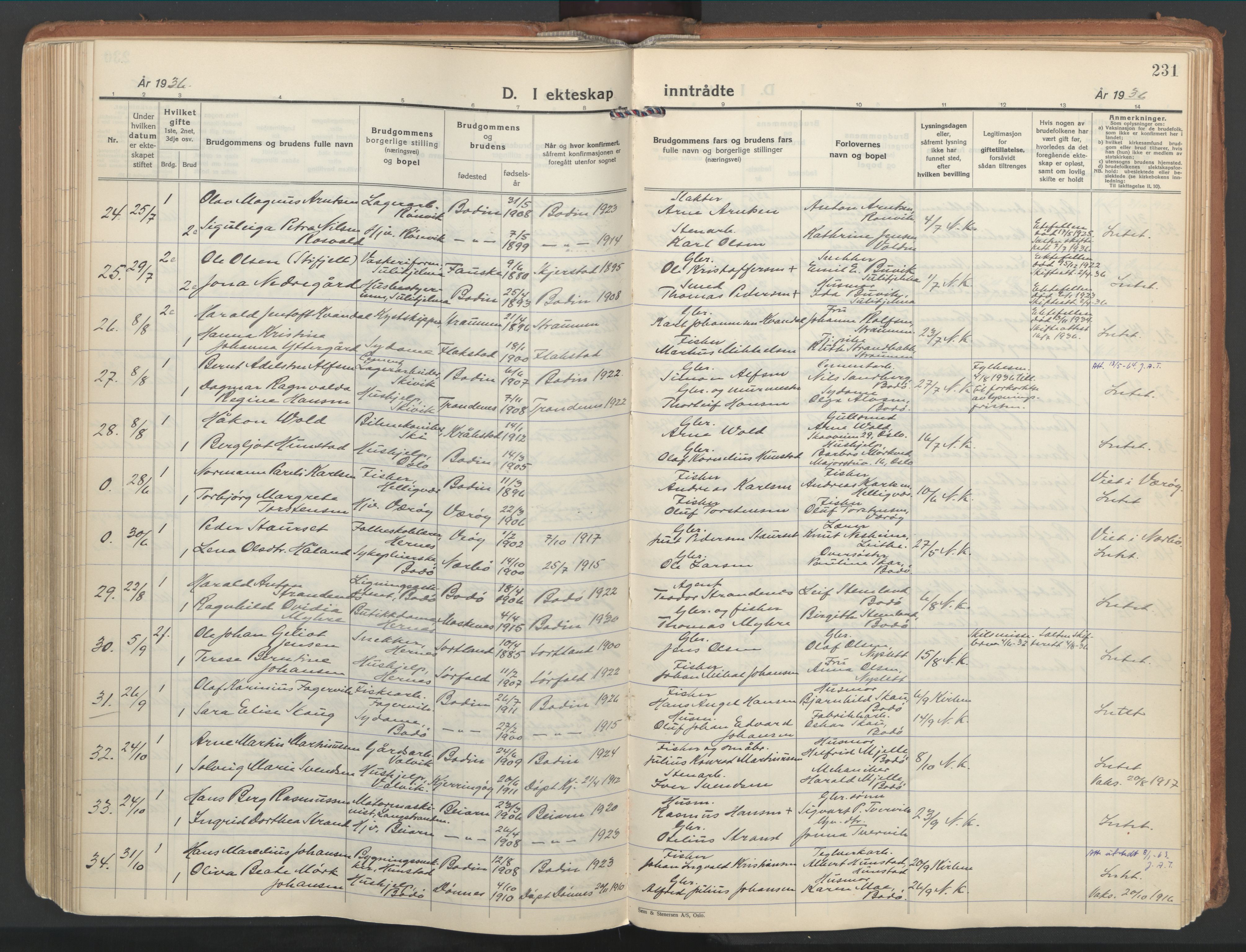 Ministerialprotokoller, klokkerbøker og fødselsregistre - Nordland, SAT/A-1459/802/L0061: Parish register (official) no. 802A08, 1933-1946, p. 231