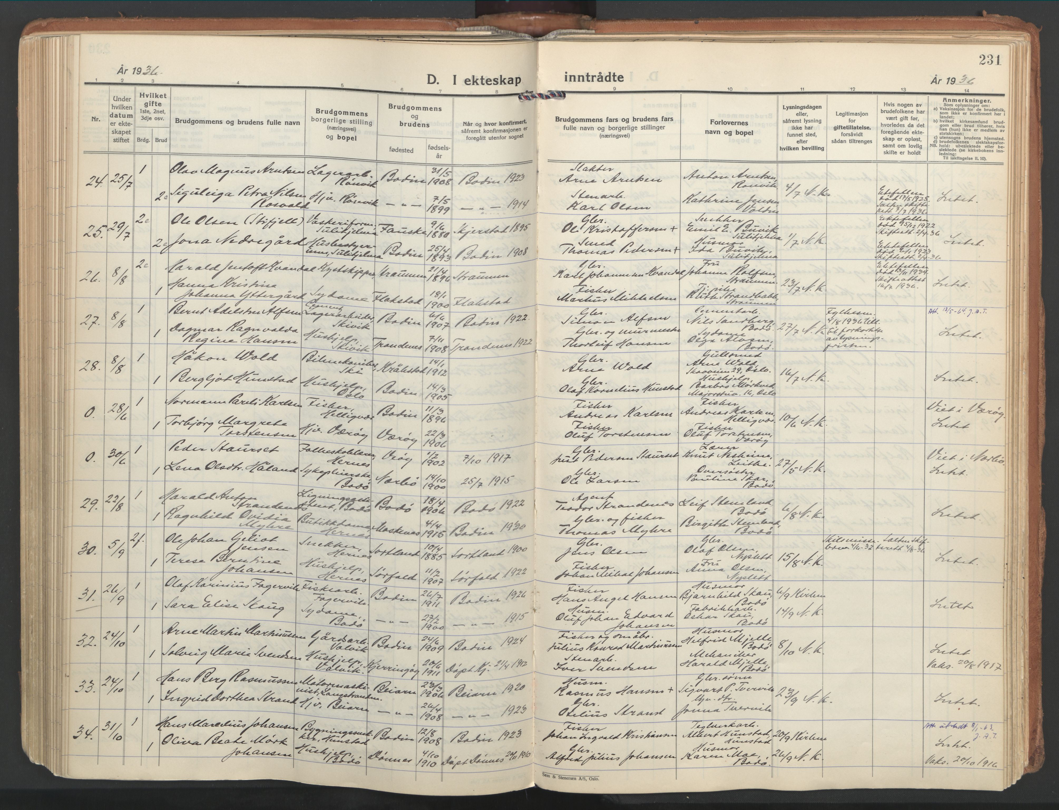 Ministerialprotokoller, klokkerbøker og fødselsregistre - Nordland, AV/SAT-A-1459/802/L0061: Parish register (official) no. 802A08, 1933-1946, p. 231