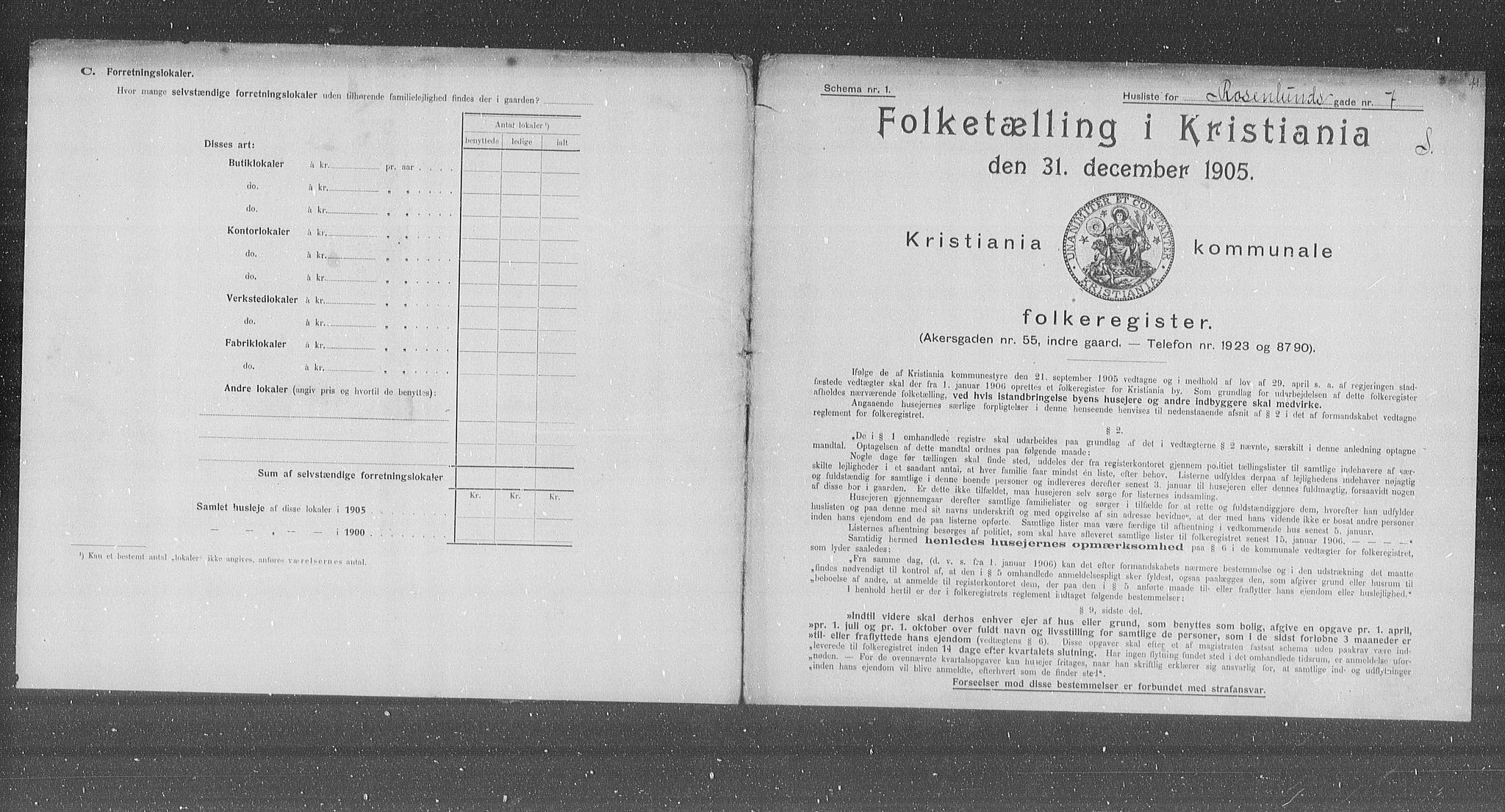 OBA, Municipal Census 1905 for Kristiania, 1905, p. 44302