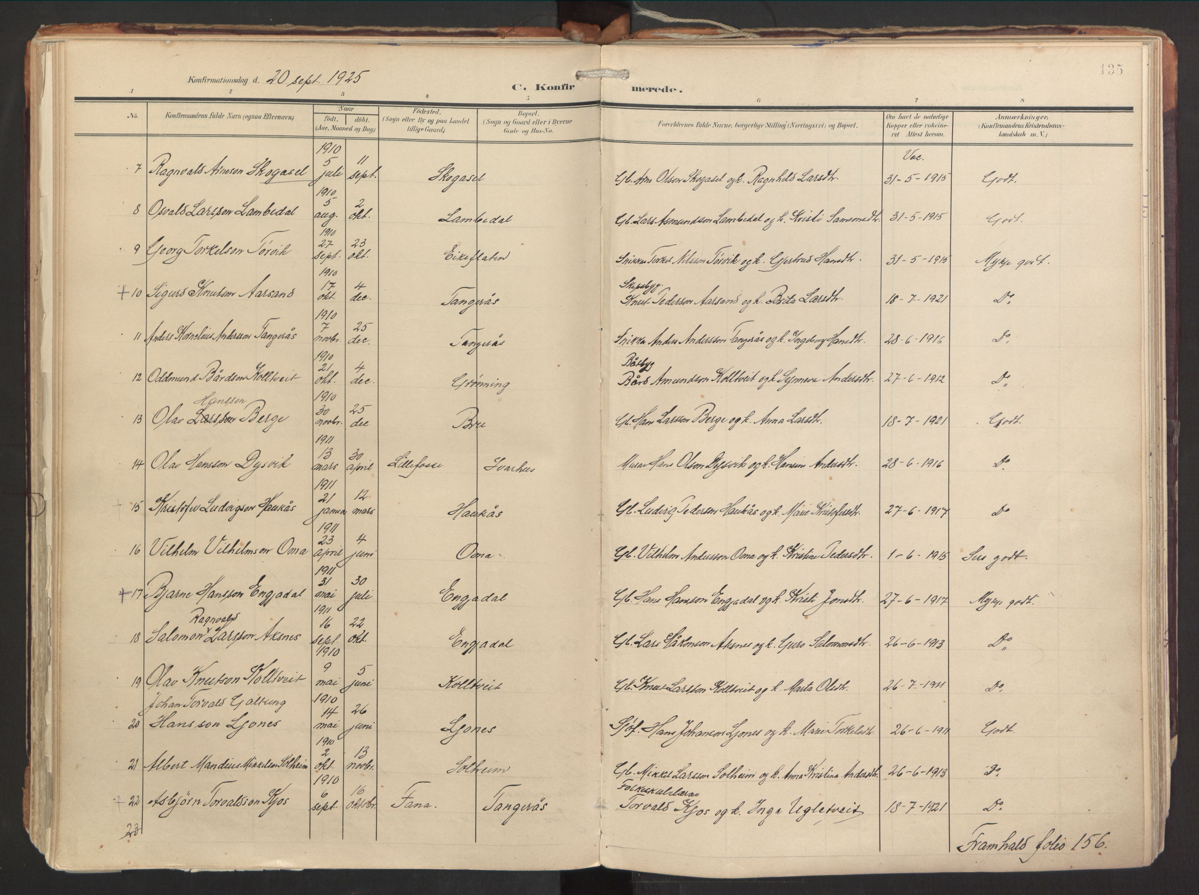 Strandebarm sokneprestembete, AV/SAB-A-78401/H/Haa: Parish register (official) no. B 2, 1909-1941, p. 135