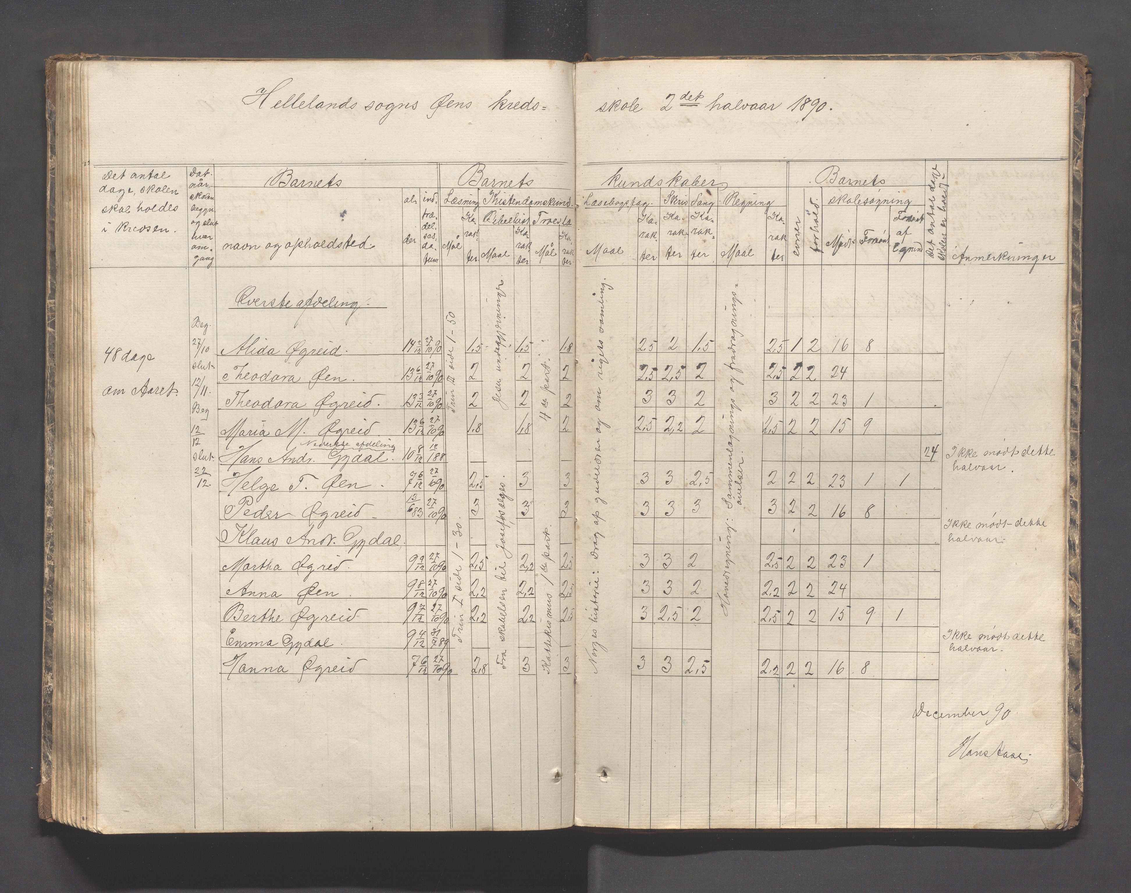 Helleland kommune - Skolekommisjonen/skolestyret, IKAR/K-100486/H/L0002: Skoleprotokoll - Søndre distrikt, 1859-1890, p. 123