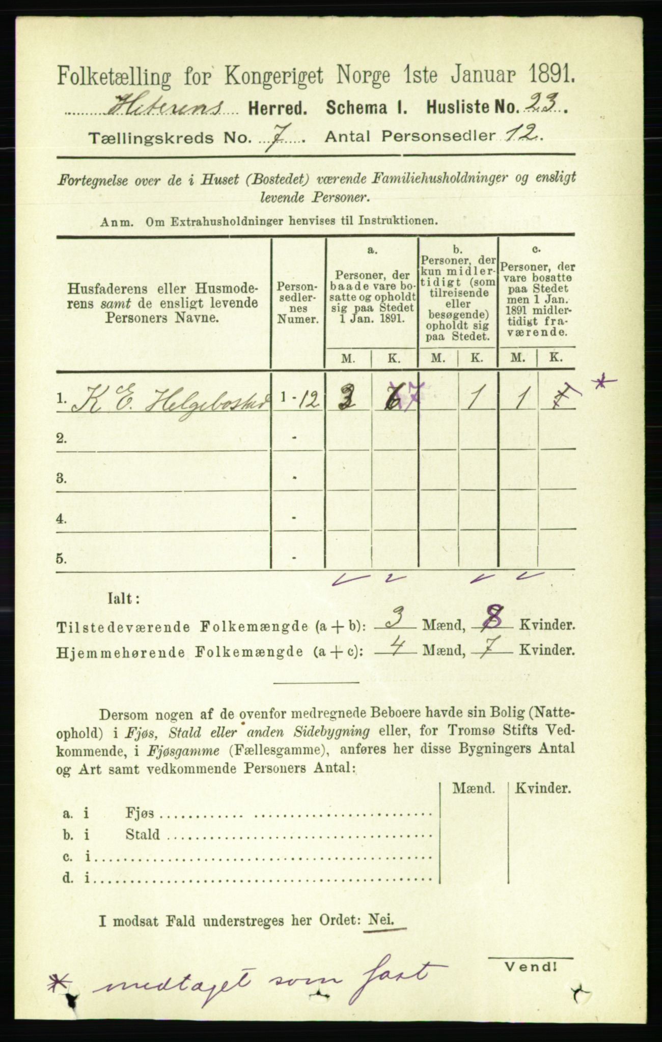 RA, 1891 census for 1617 Hitra, 1891, p. 1236