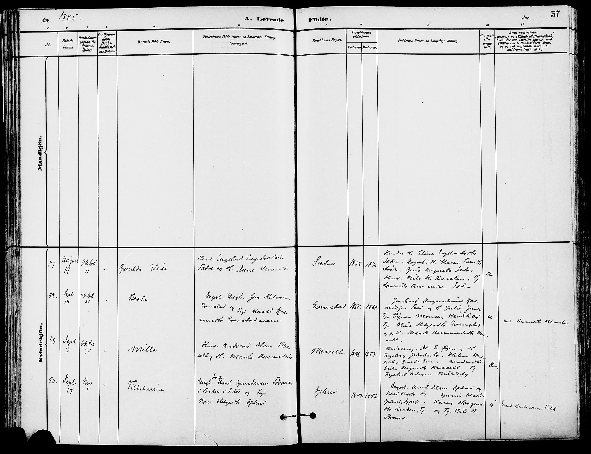 Stor-Elvdal prestekontor, AV/SAH-PREST-052/H/Ha/Haa/L0002: Parish register (official) no. 2, 1882-1907, p. 57