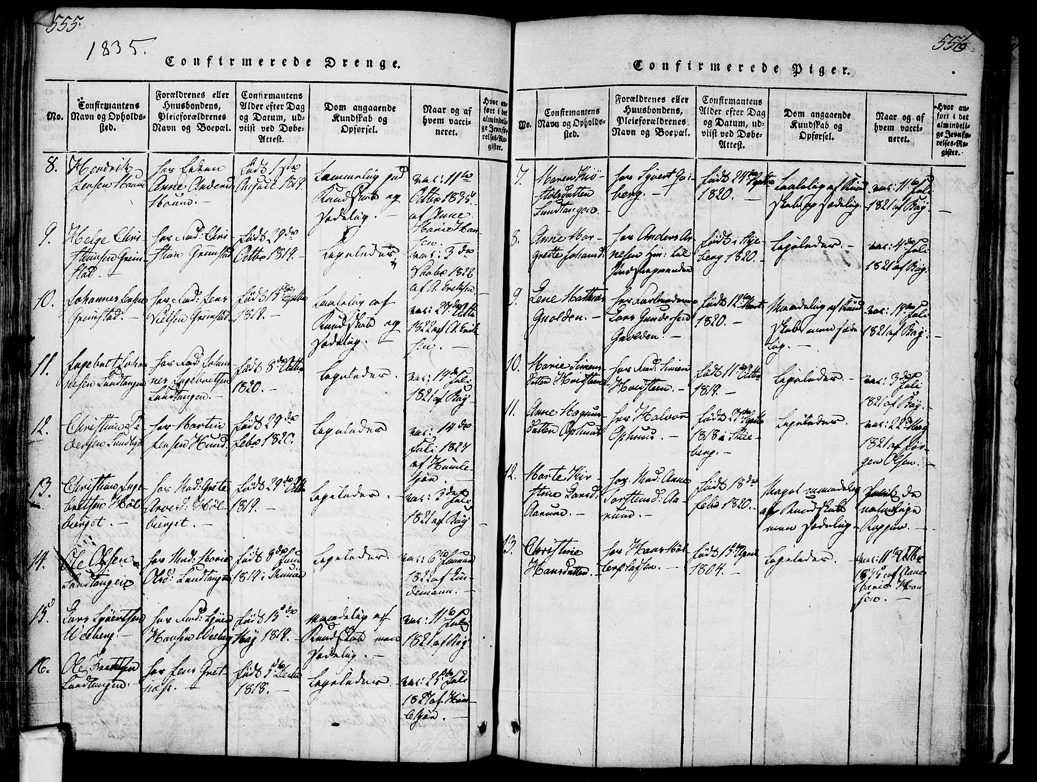 Borge prestekontor Kirkebøker, AV/SAO-A-10903/F/Fa/L0003: Parish register (official) no. I 3, 1815-1836, p. 555-556