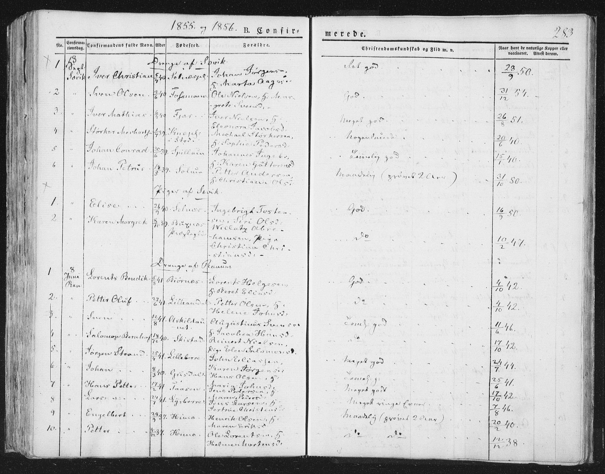 Ministerialprotokoller, klokkerbøker og fødselsregistre - Nord-Trøndelag, SAT/A-1458/764/L0551: Parish register (official) no. 764A07a, 1824-1864, p. 283