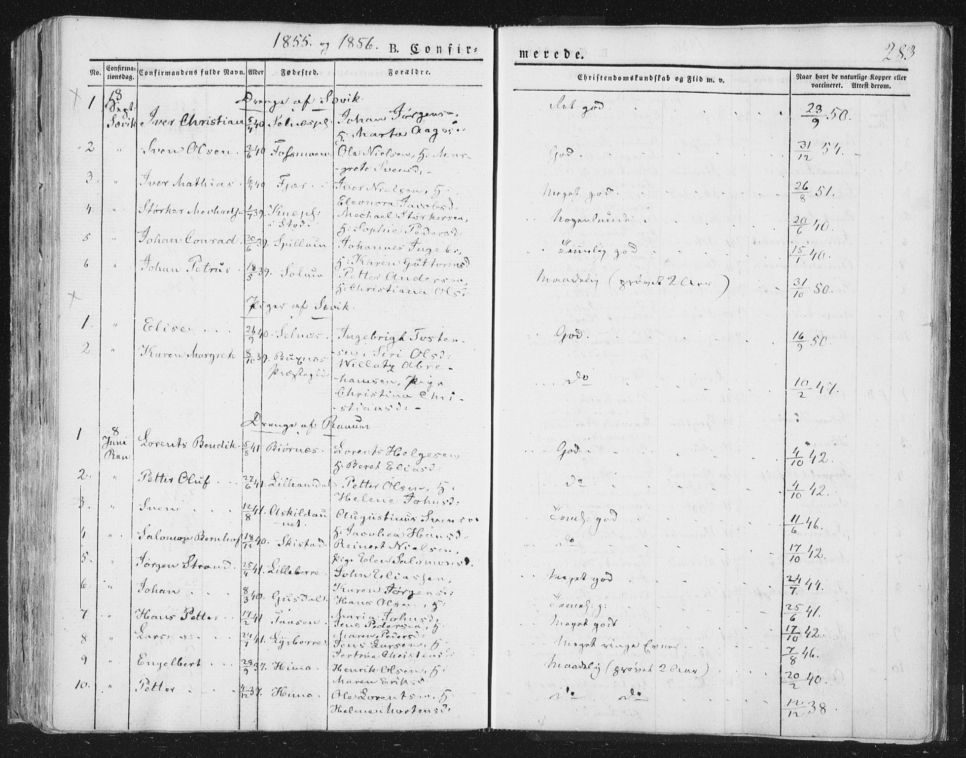 Ministerialprotokoller, klokkerbøker og fødselsregistre - Nord-Trøndelag, AV/SAT-A-1458/764/L0551: Parish register (official) no. 764A07a, 1824-1864, p. 283