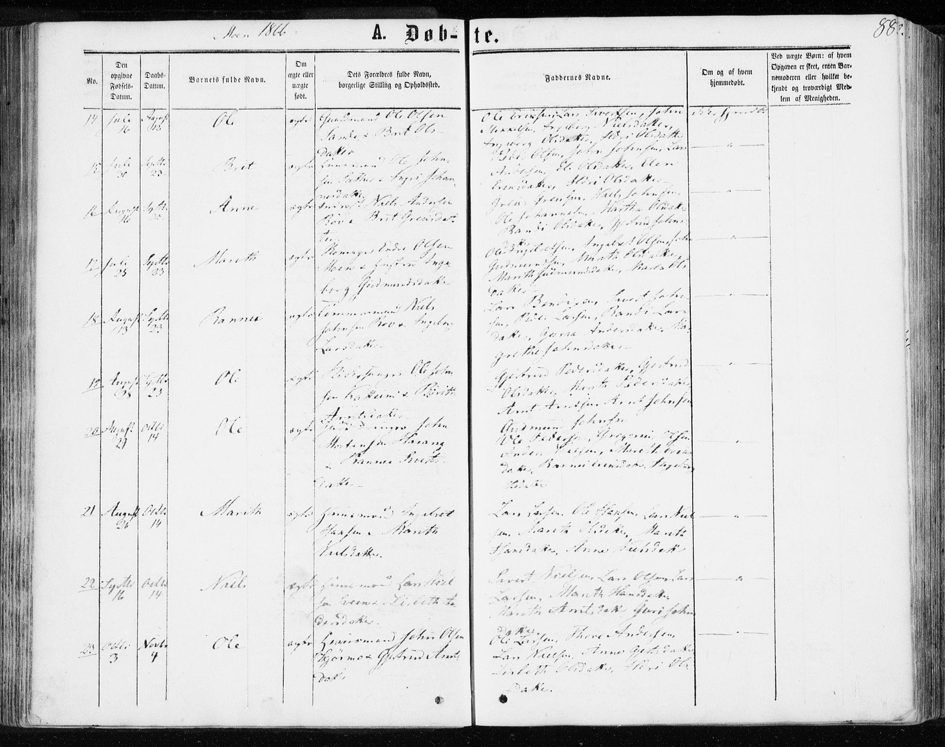 Ministerialprotokoller, klokkerbøker og fødselsregistre - Møre og Romsdal, SAT/A-1454/595/L1045: Parish register (official) no. 595A07, 1863-1873, p. 88