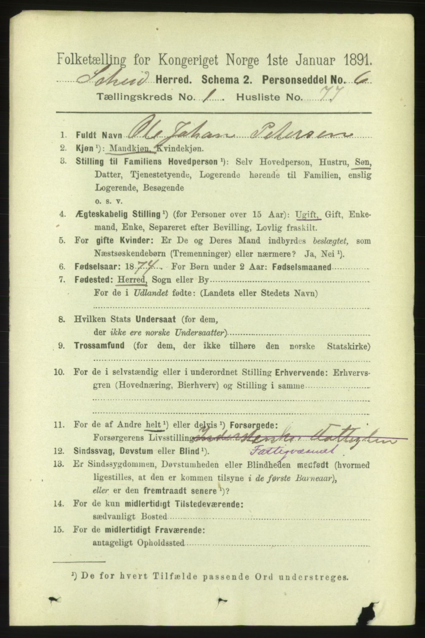 RA, 1891 census for 1732 Skei, 1891, p. 542