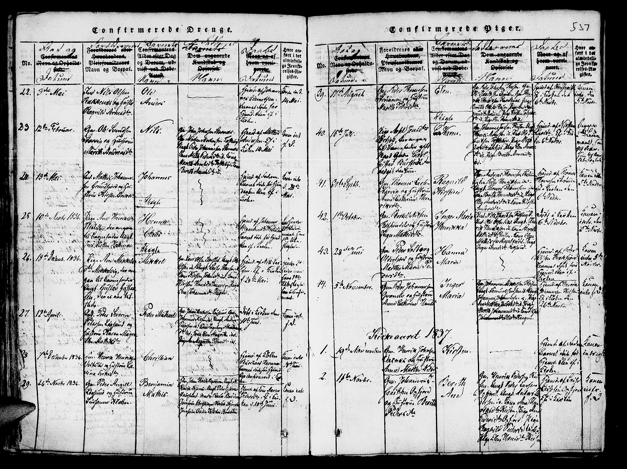 Skjervøy sokneprestkontor, AV/SATØ-S-1300/H/Ha/Haa/L0004kirke: Parish register (official) no. 4, 1820-1838, p. 536-537