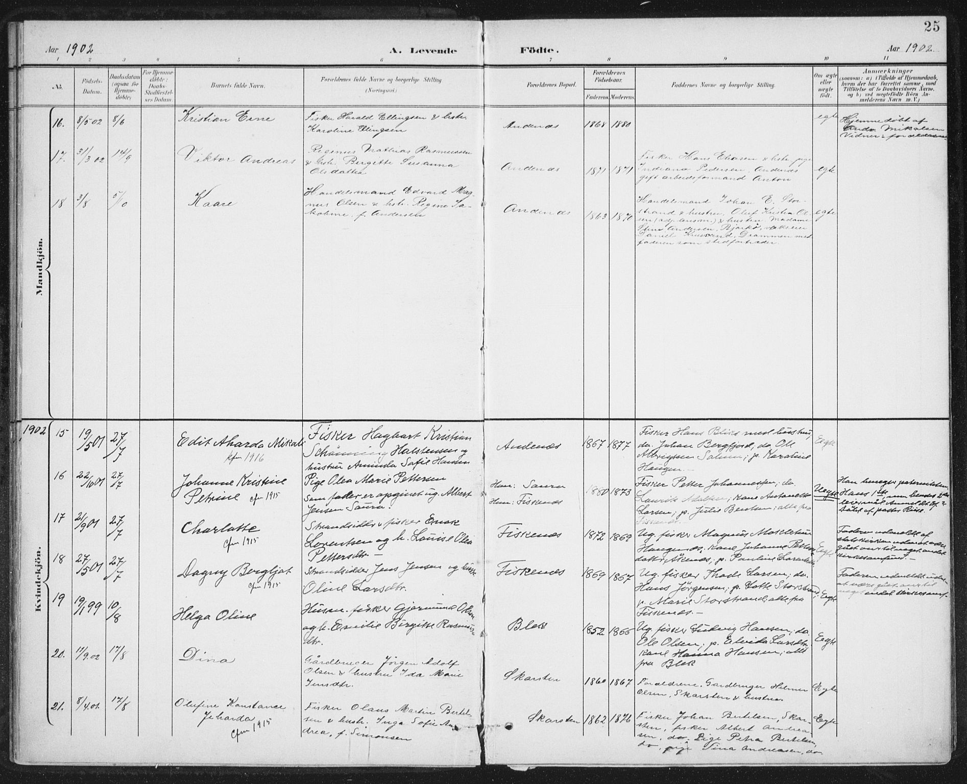 Ministerialprotokoller, klokkerbøker og fødselsregistre - Nordland, SAT/A-1459/899/L1437: Parish register (official) no. 899A05, 1897-1908, p. 25