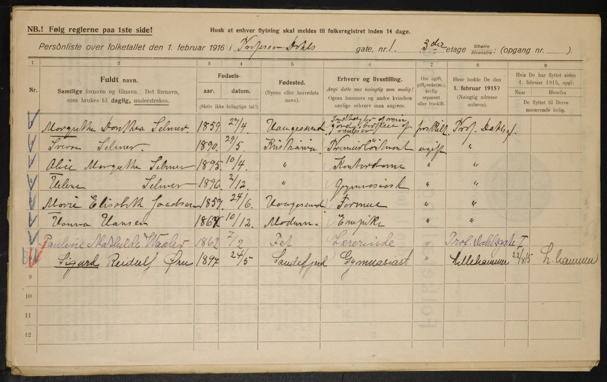 OBA, Municipal Census 1916 for Kristiania, 1916, p. 83612