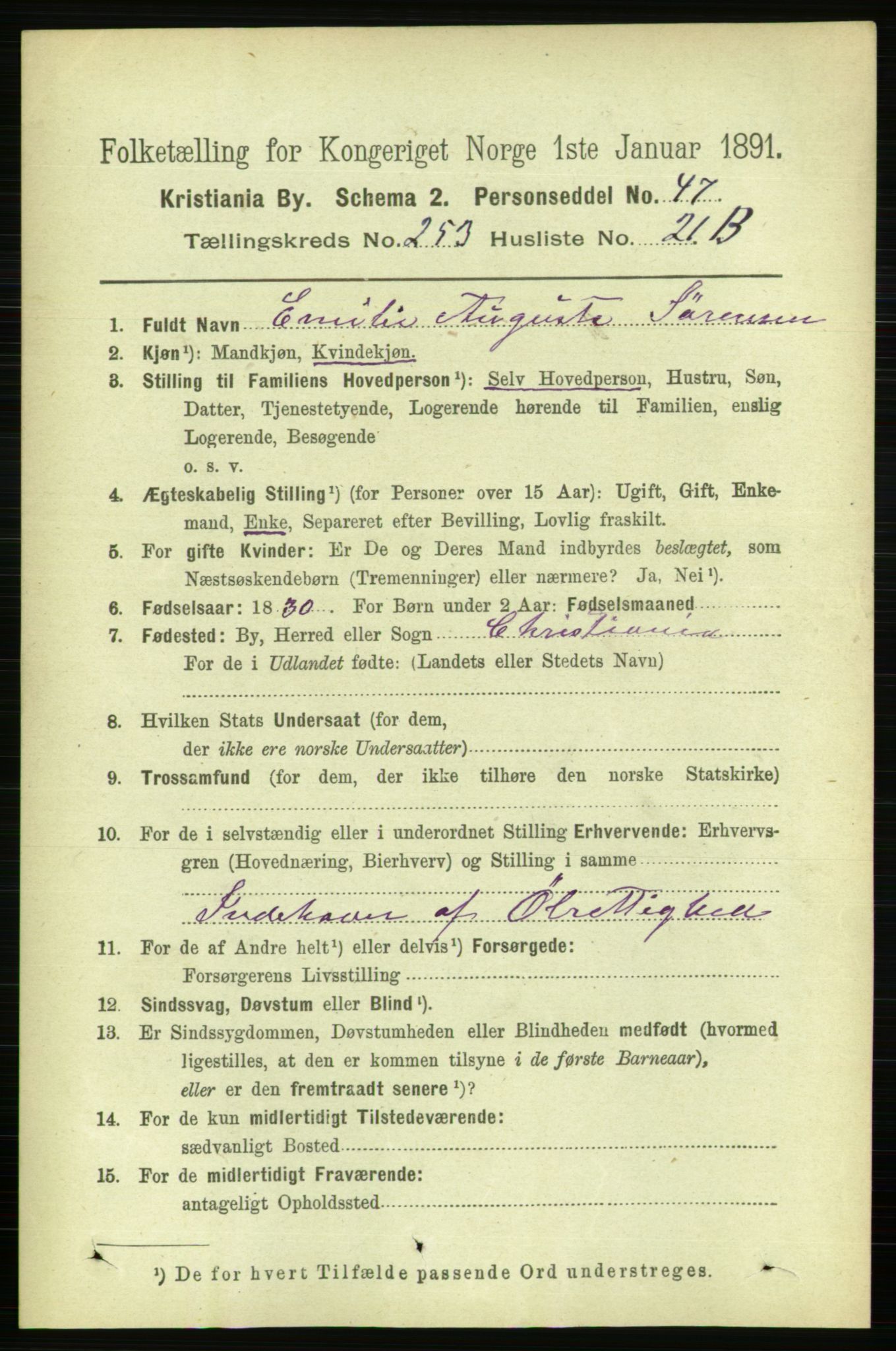RA, 1891 census for 0301 Kristiania, 1891, p. 154401