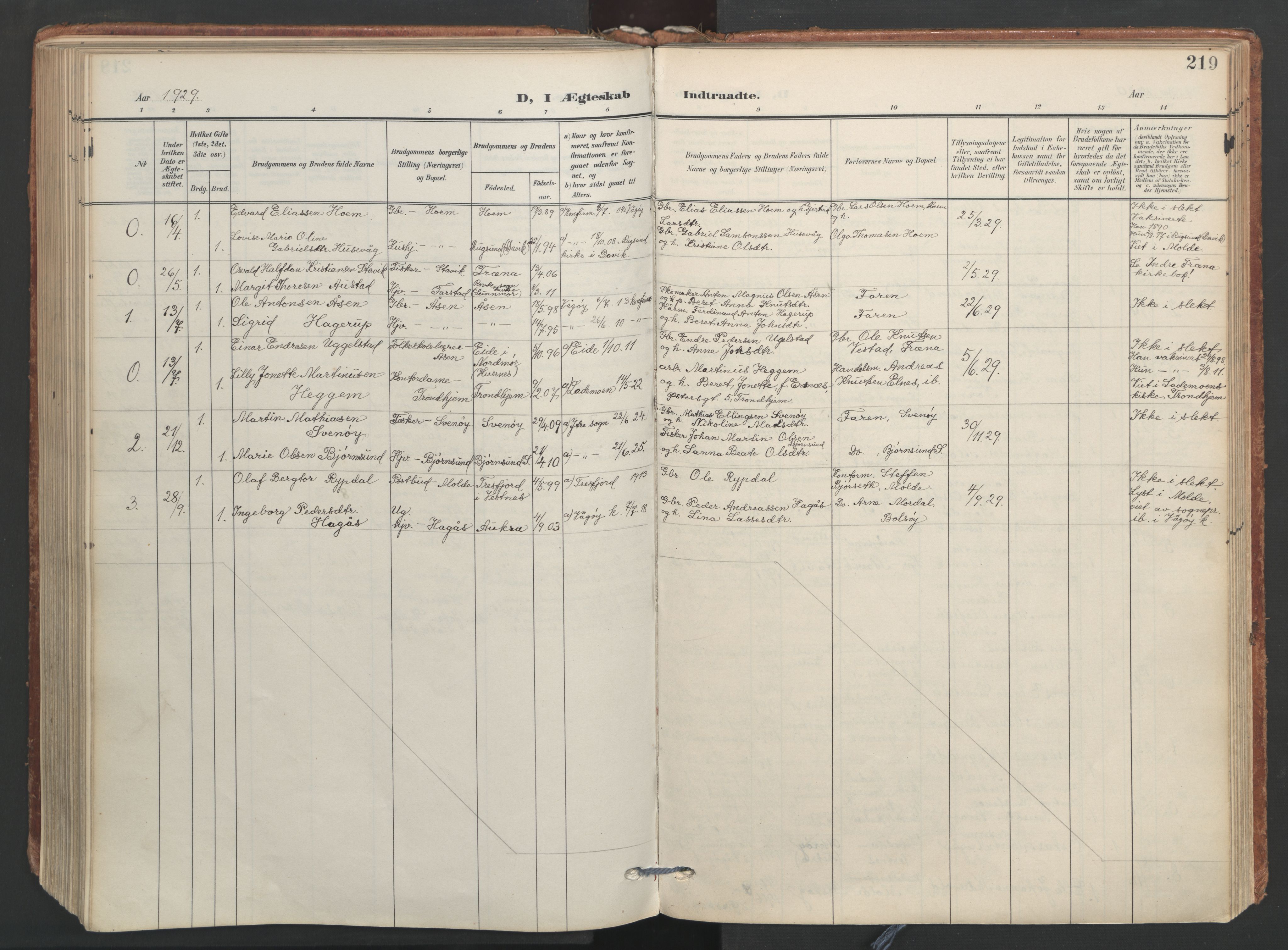 Ministerialprotokoller, klokkerbøker og fødselsregistre - Møre og Romsdal, AV/SAT-A-1454/565/L0751: Parish register (official) no. 565A05, 1905-1979, p. 219