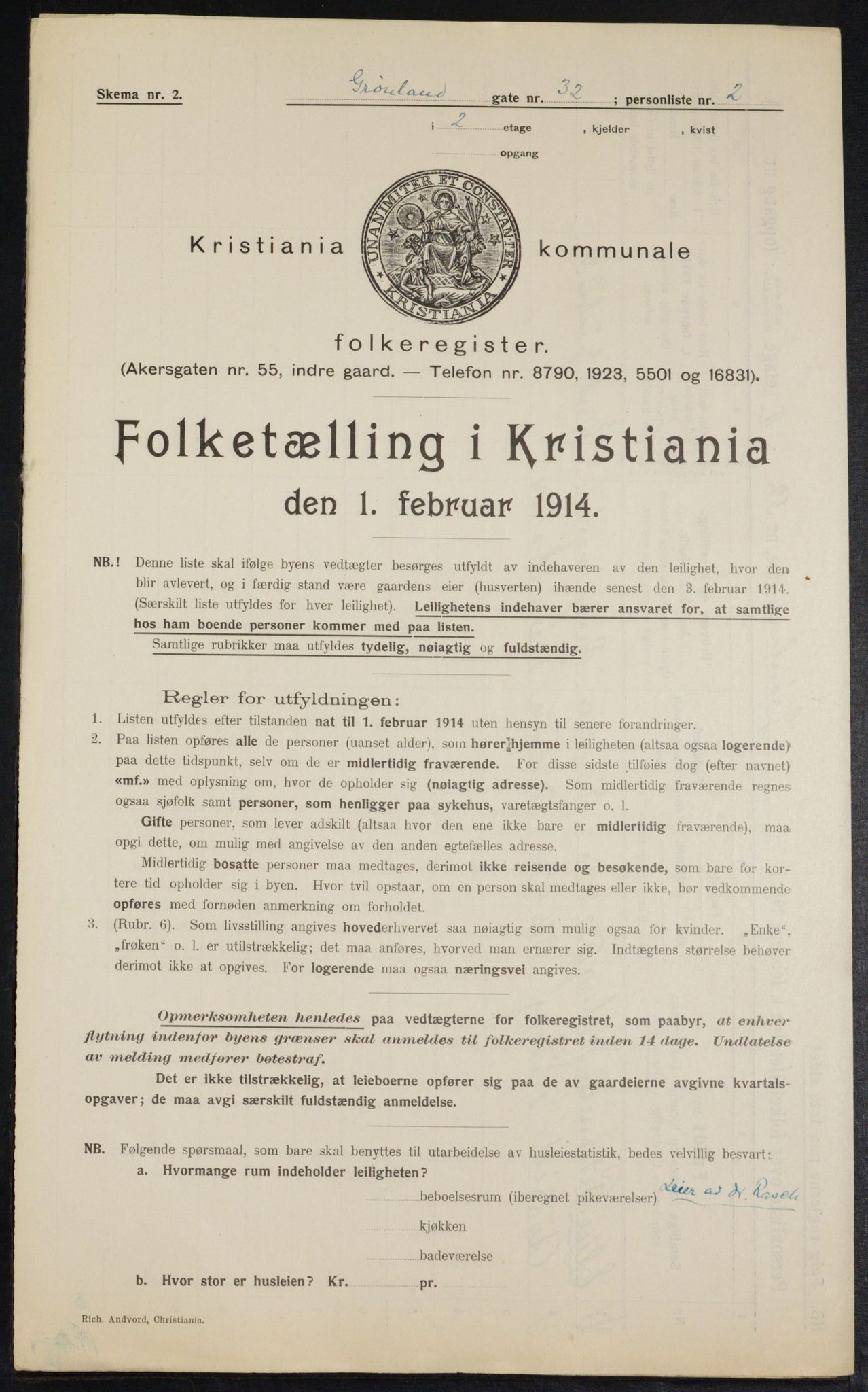 OBA, Municipal Census 1914 for Kristiania, 1914, p. 31648