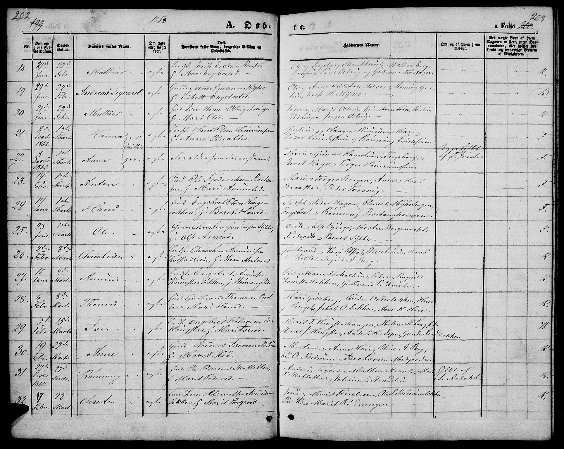 Ringebu prestekontor, AV/SAH-PREST-082/H/Ha/Hab/L0003: Parish register (copy) no. 3, 1854-1866, p. 202-203