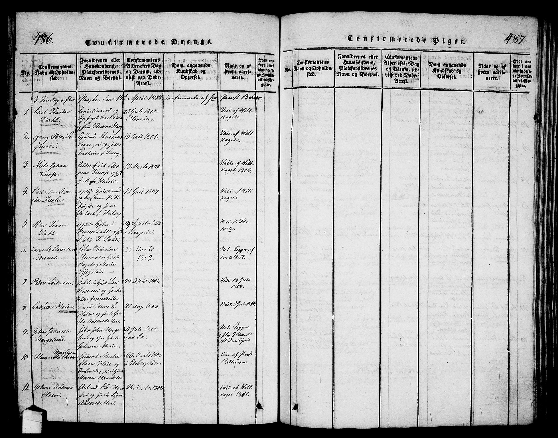 Halden prestekontor Kirkebøker, AV/SAO-A-10909/G/Ga/L0001: Parish register (copy) no. 1, 1815-1833, p. 486-487