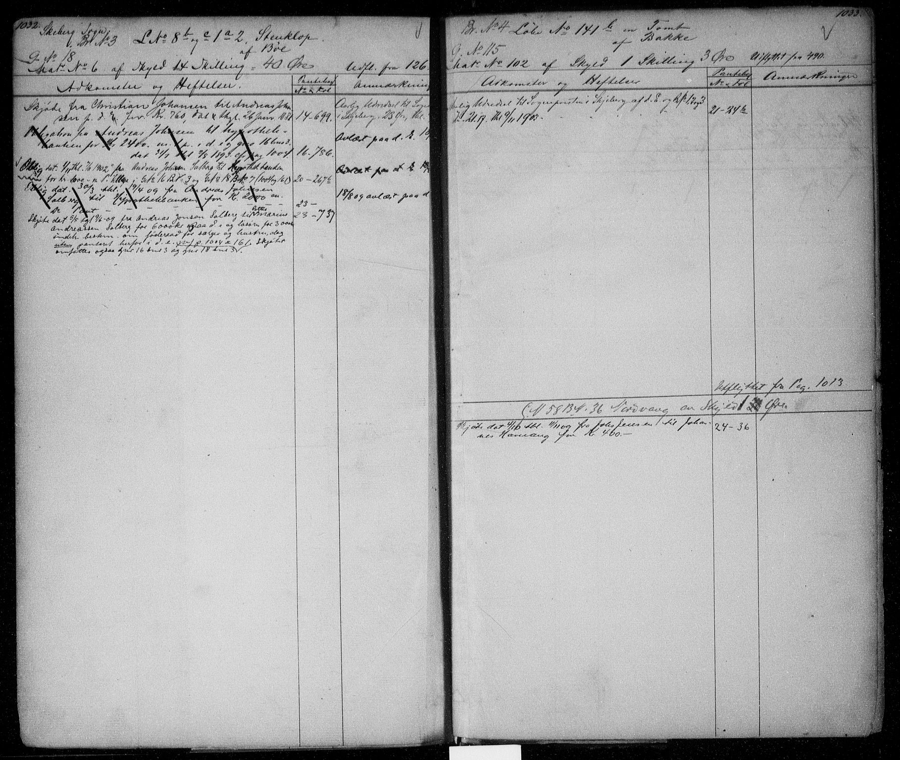 Idd og Marker sorenskriveri, AV/SAO-A-10283/G/Ga/Gac/L0002: Mortgage register no. II 2, 1848-1911, p. 1032-1033