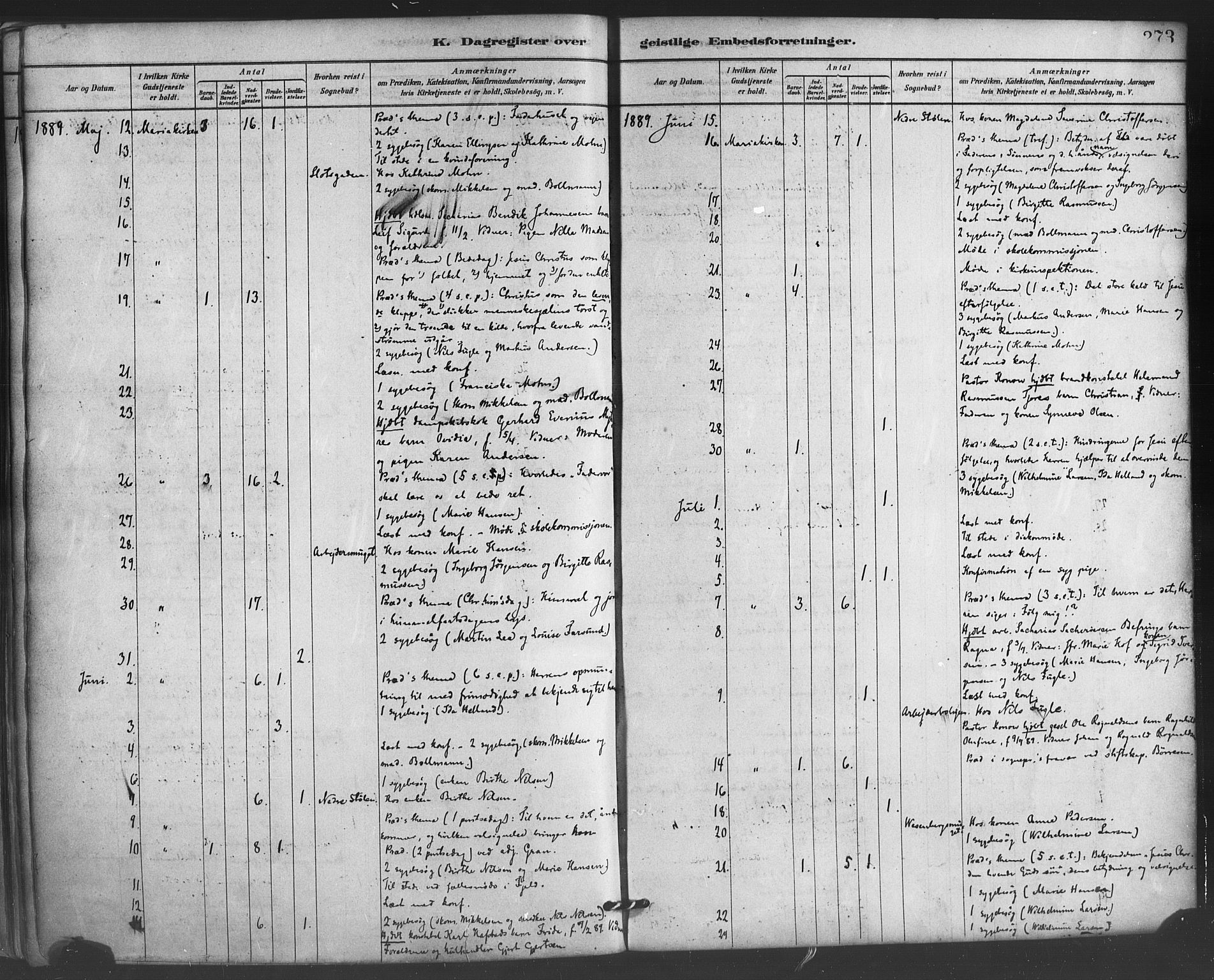 Mariakirken Sokneprestembete, SAB/A-76901/H/Haa/L0007: Parish register (official) no. A 7, 1878-1893, p. 273