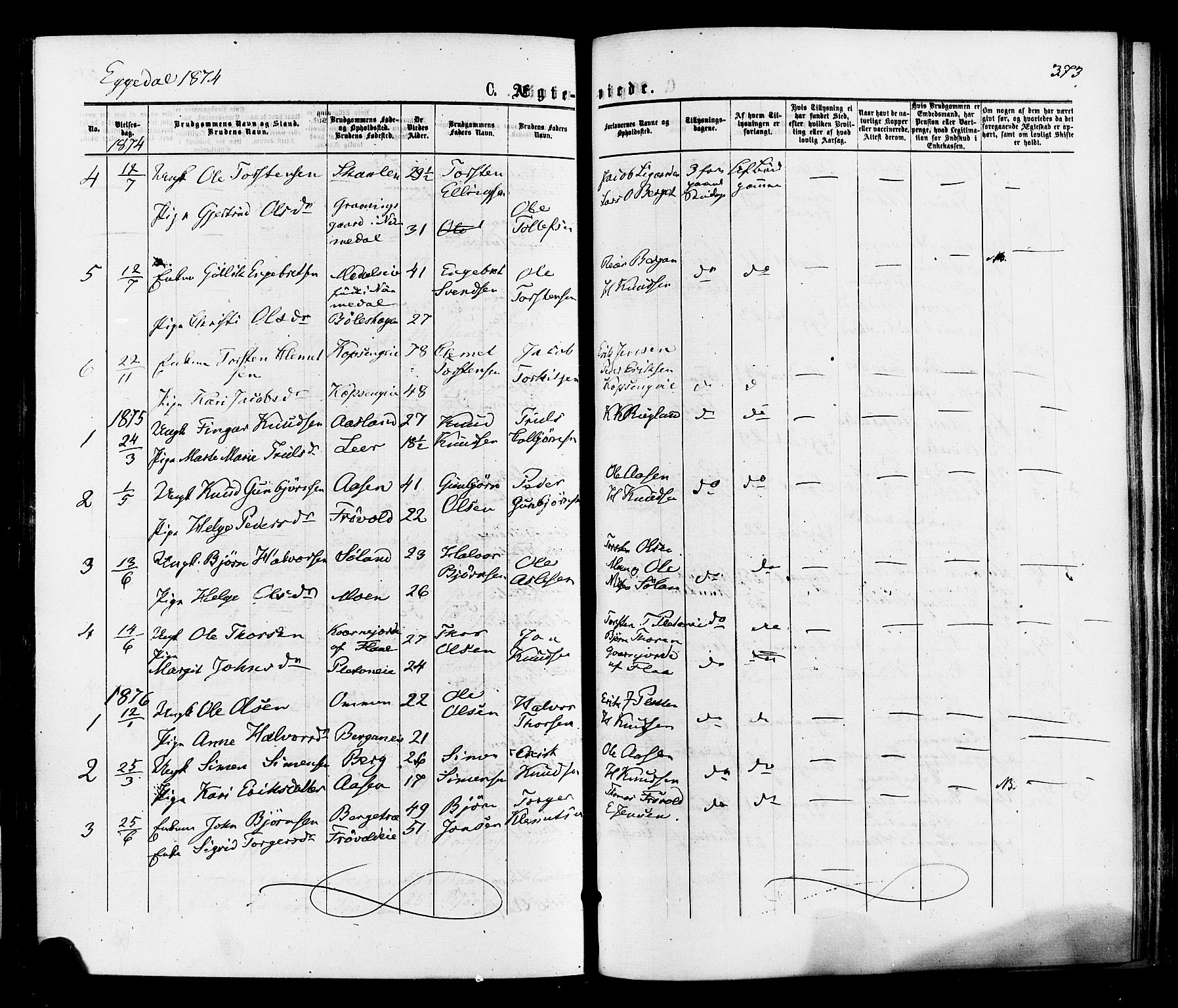 Sigdal kirkebøker, SAKO/A-245/F/Fa/L0010: Parish register (official) no. I 10 /3, 1872-1878, p. 373