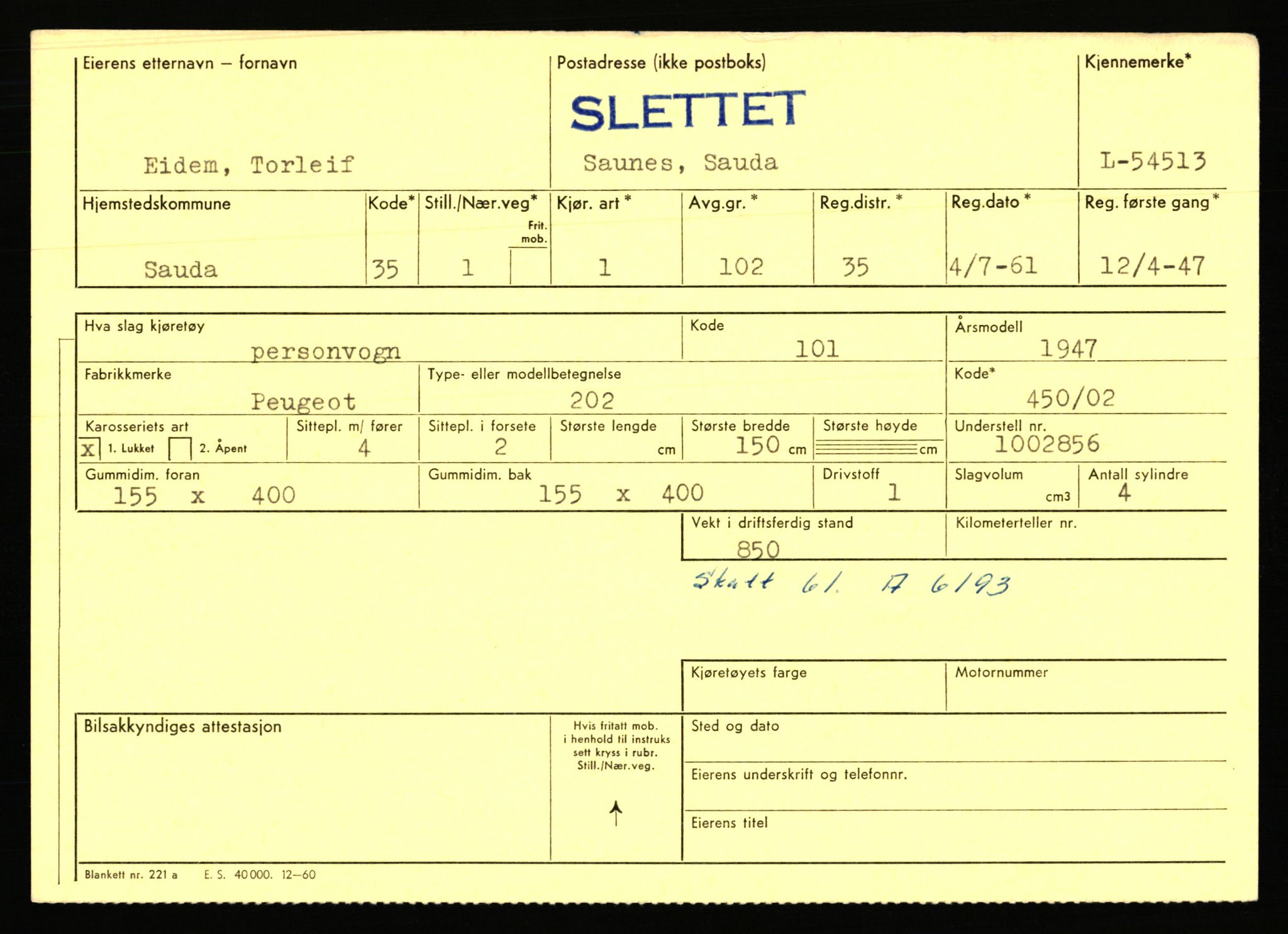 Stavanger trafikkstasjon, AV/SAST-A-101942/0/F/L0054: L-54200 - L-55699, 1930-1971, p. 659