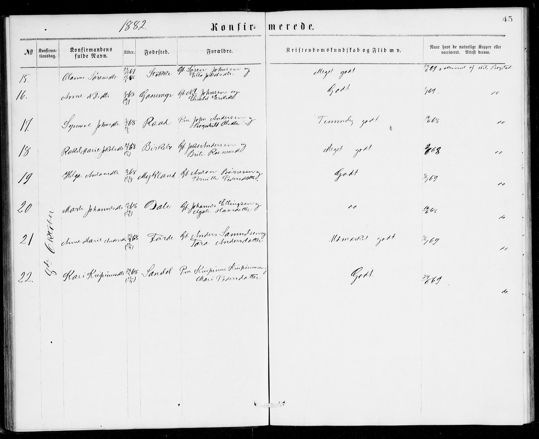Gloppen sokneprestembete, SAB/A-80101/H/Hac/L0001: Curate's parish register no. A 1, 1867-1886, p. 45