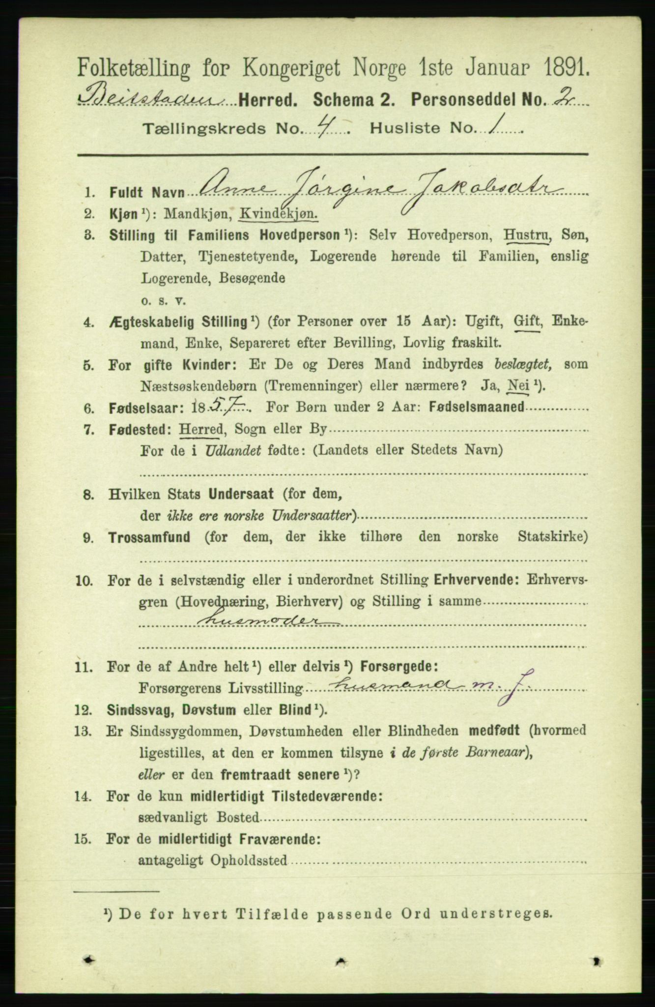 RA, 1891 census for 1727 Beitstad, 1891, p. 1002