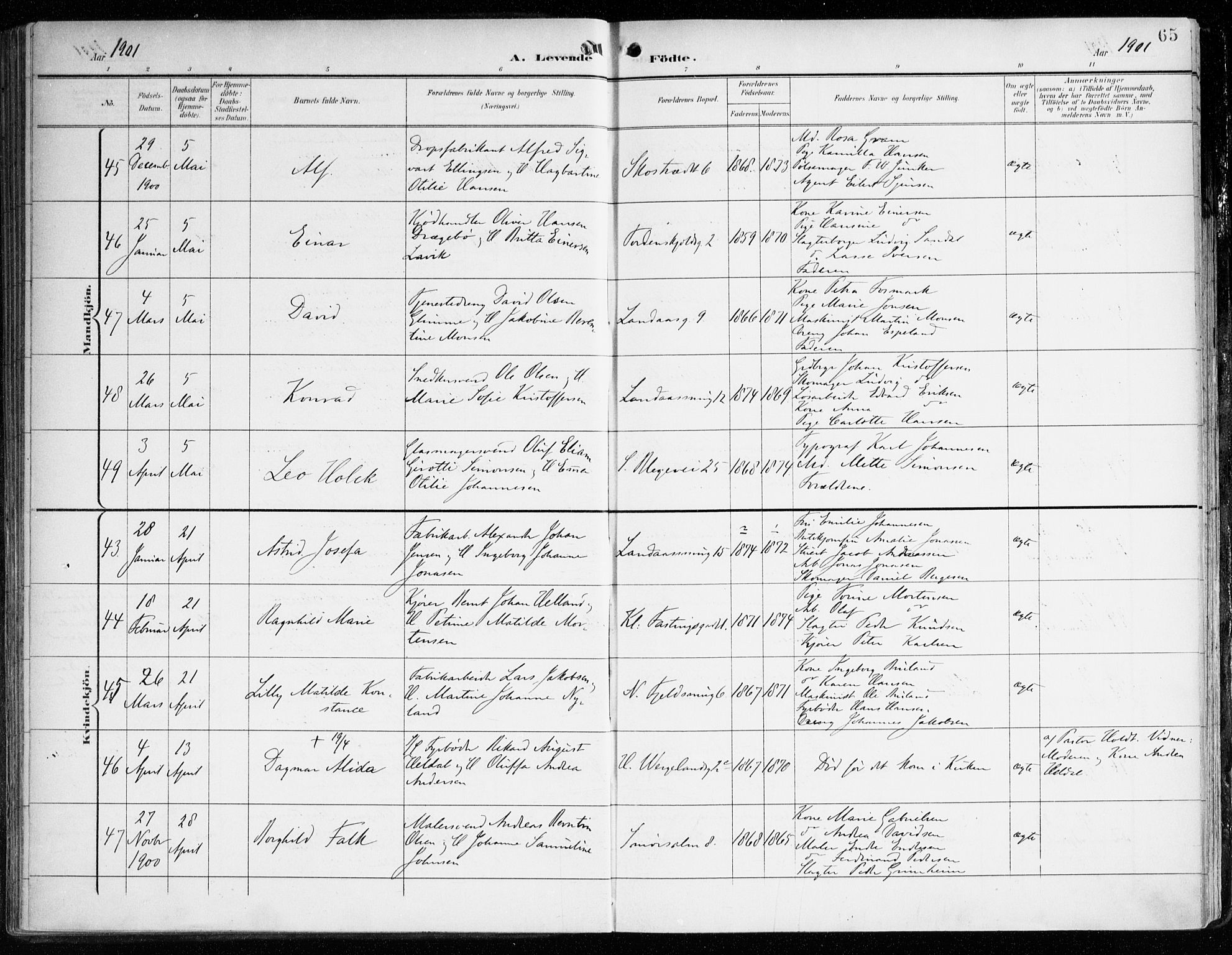 Korskirken sokneprestembete, AV/SAB-A-76101/H/Haa/L0023: Parish register (official) no. B 9, 1899-1908, p. 65